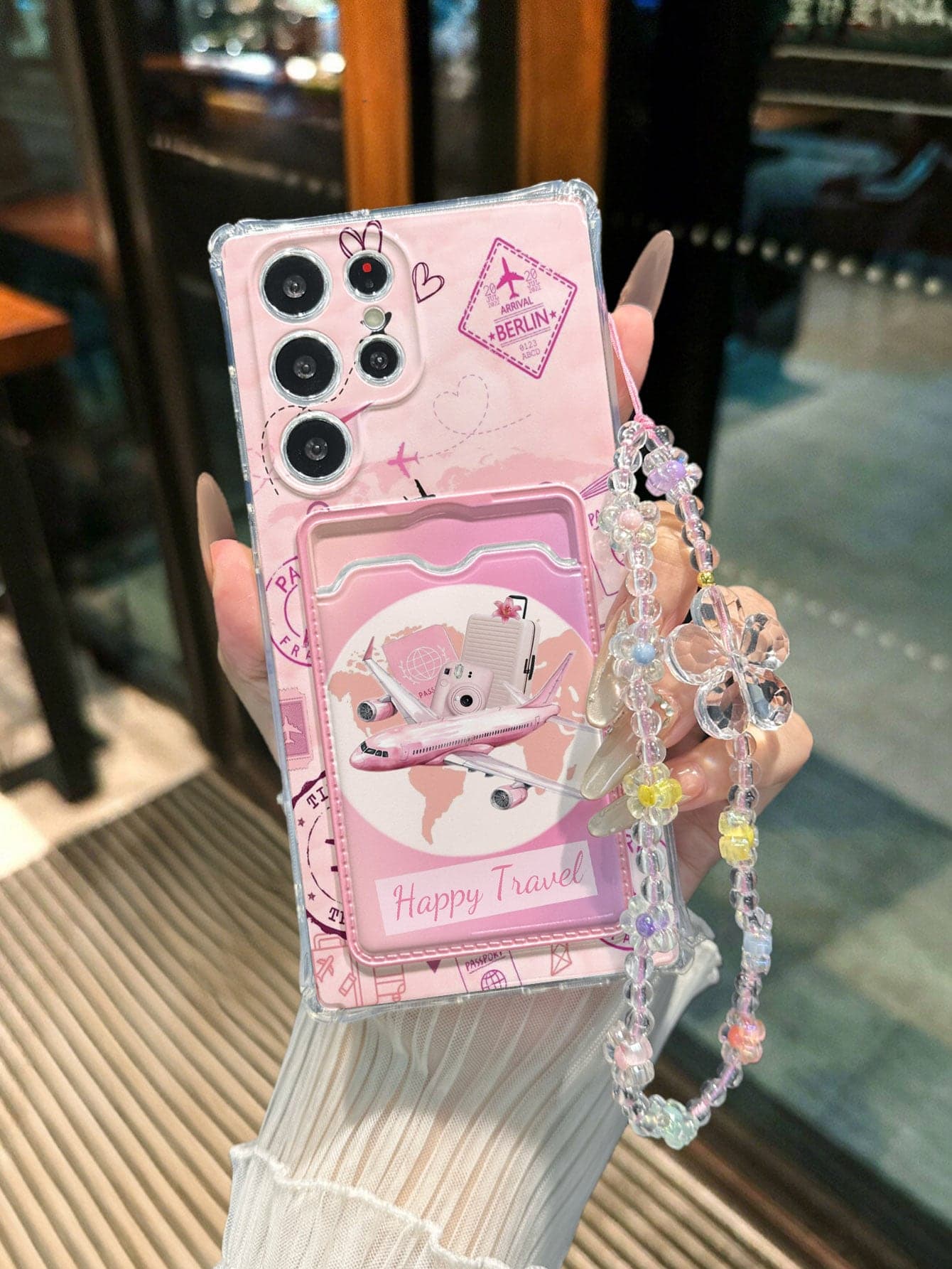Android Airplane Painted Transparent Four-Corner Card Slot Multi-Function Card Holder Wallet With Wrist Strap Thick Anti-Drop Phone Protective Case Compatible With Galaxy S25/S25PLUS/S25 Ultra/A16/A36/A26/A56/A50/A12/A32/A52/A72/A51/A21S/A13/A14/S24/S24PLUS/S24Ultra/S20/S23/S22/A53/S20FE/S21/,Compatible With Xiaomi 11/12Pro/12/12X/13Pro/14Pro/15Pro/X3pro/ Compatible With Redmi 10/9/Note9/12c/Note11pro/Note8Pro/9C/9a/Anti-Drop Phone Protective Case/Phone Shell/Protective Cover