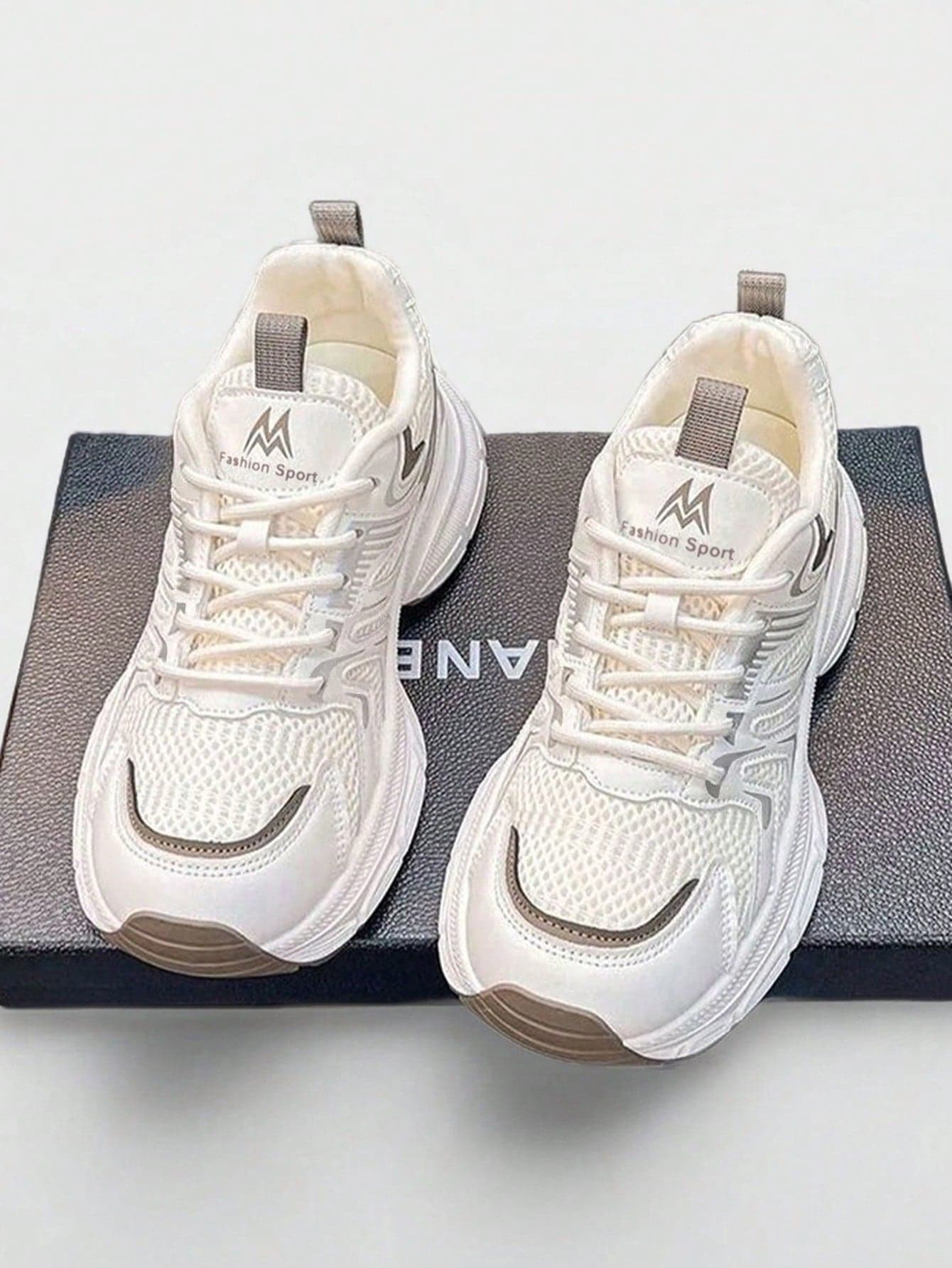 Flipark Women's Breathable Mesh Thick Sole Chunky Heel Sneakers, Comfortable Casual All-Season