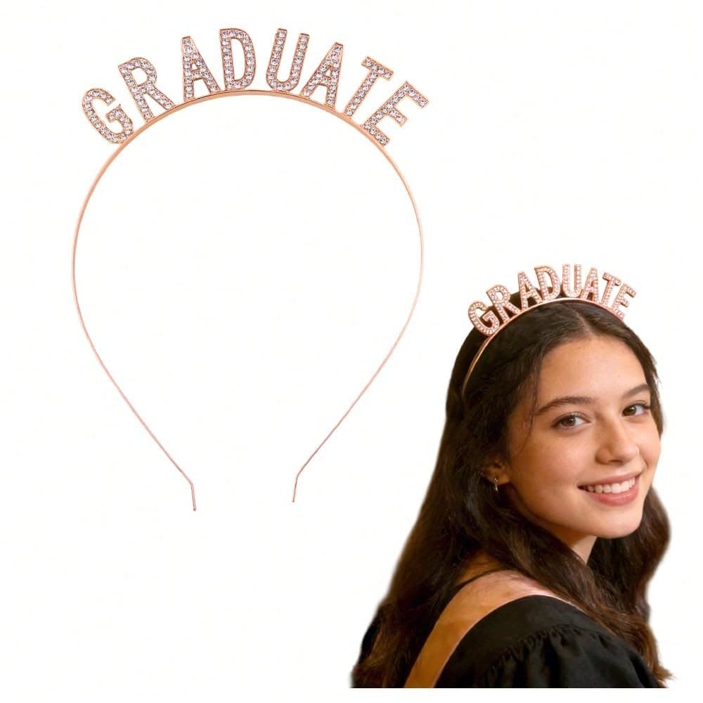 1pc Graduation Party Headband, European And American Style Alloy Rhinestone Student Graduation Season Prom Hair Accessory