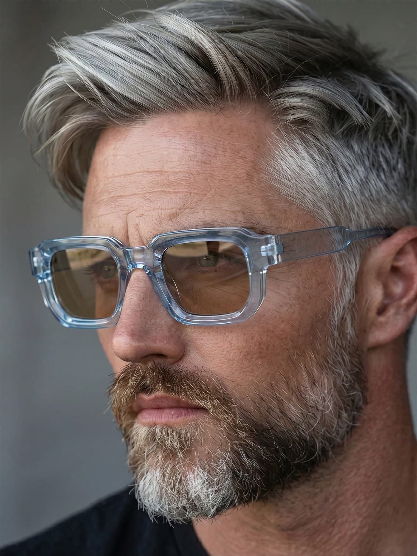 1 Pair Men's Transparent Blue Square PC Frame Minimalist Solid Color Casual Versatile Street Style Fashion Glasses