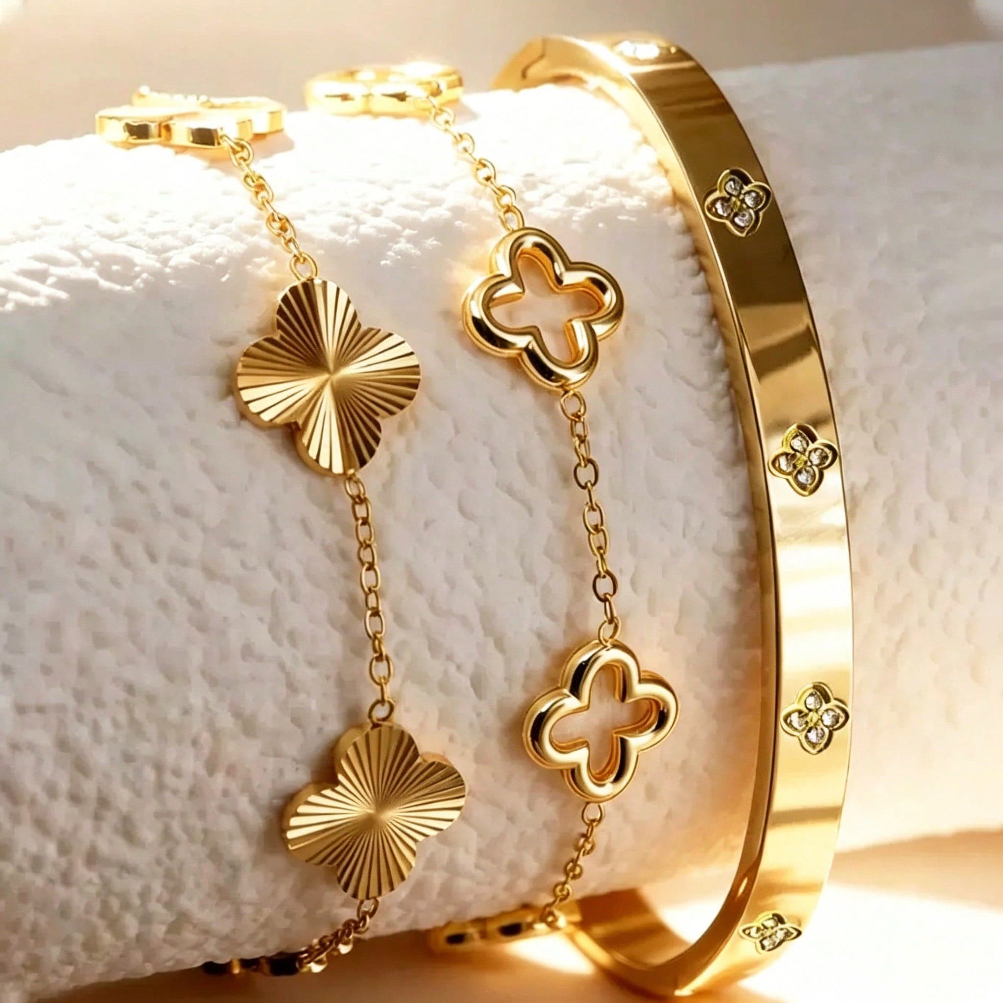 3pcs/1pc Luxury Versatile Hollow Clover Rhinestone Bracelet Set, Women's Jewelry Set, Suitable For Daily, Party, Vacation Wear, Gift For Girlfriend, Best Friend