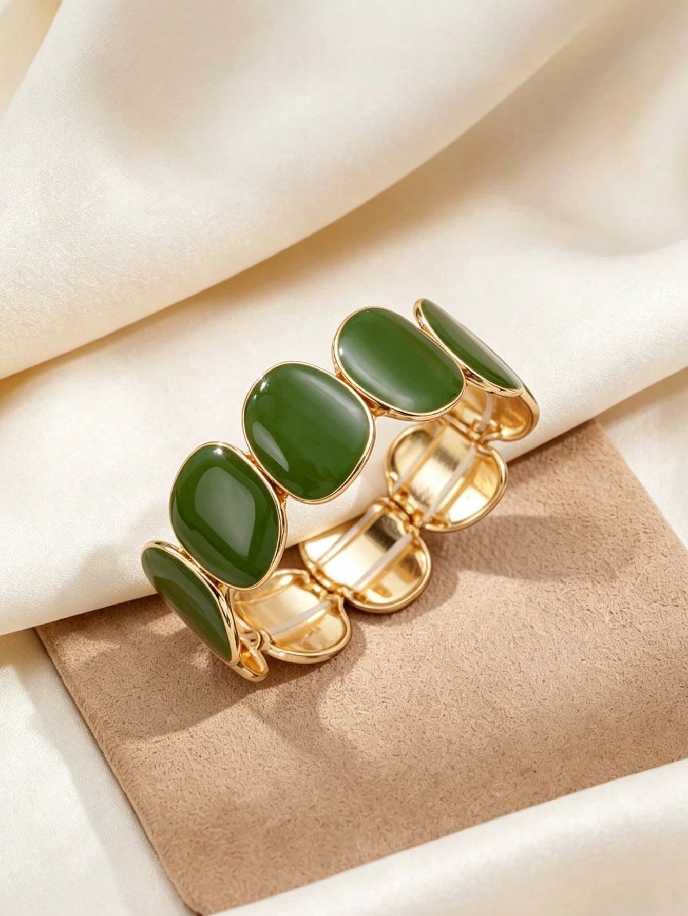 1pc Green Minimalist Elegant Bracelet Unique Design Luxurious Elegant Women's Bangle Suitable For Daily Wear Gift Accessory