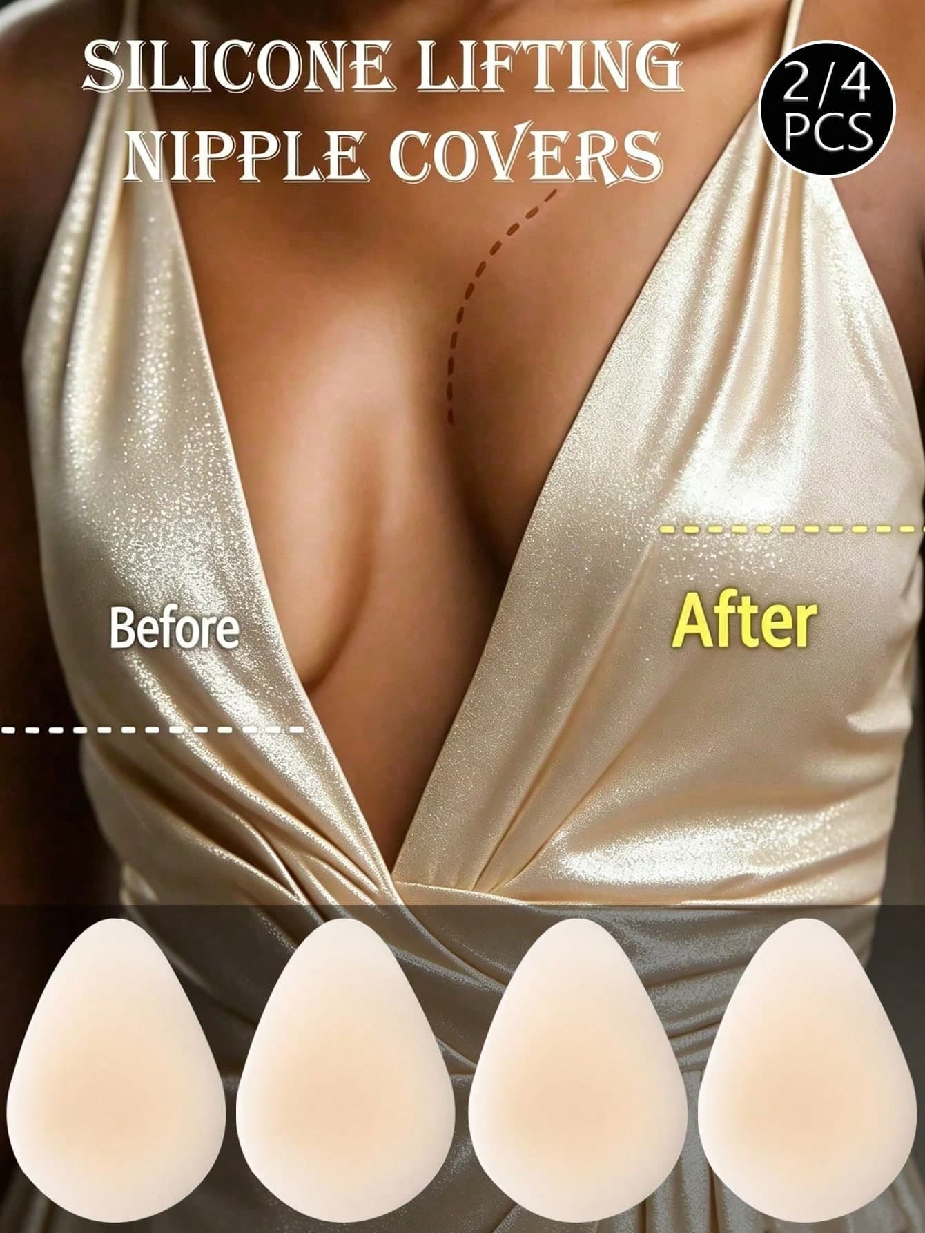 1/2 Pairs Women's Silicone Breast Pads: Ultra-Thin Solid Silicone Lifting Pads, Invisible And Seamless, Enhancing Sexy Curves