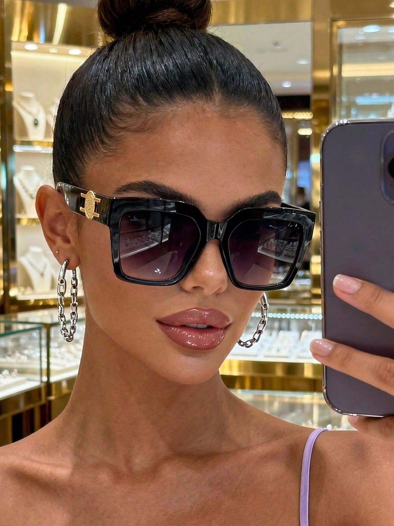 1 Pair Unisex Retro Square Fashion Glasses, Suitable As Beach Accessories, Women's Eyewear, Versatile For Autumn/Winter Women's Outfits