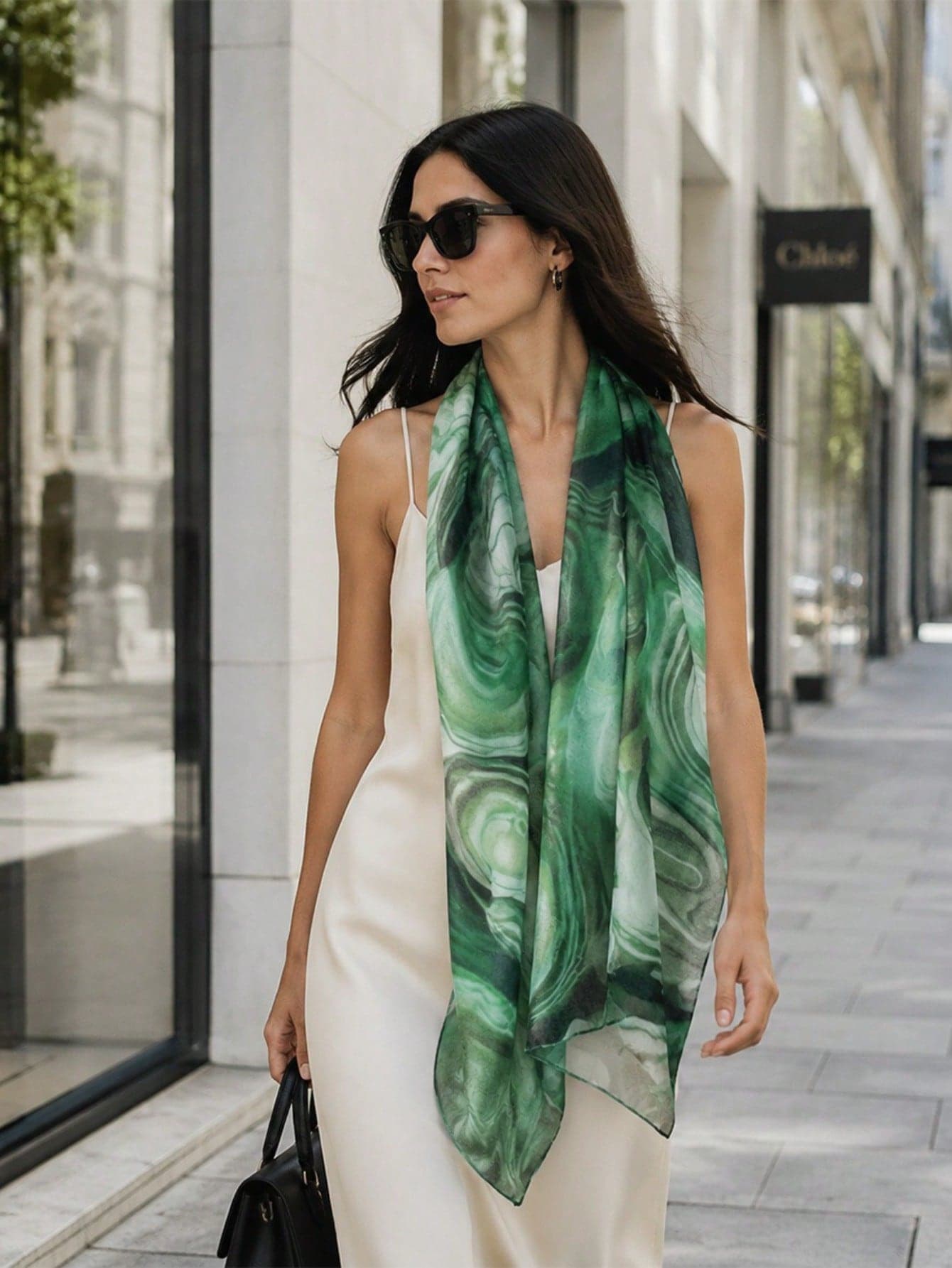 1pc 2026 Spring/Summer Sexy Vibe Beach Style Printed Scarf Shawl Silk Scarf Women's Thin Versatile Wrap Scarf Suitable For Holiday Gifts, Travel, Walking, Beach Photography, Street Shopping And Multiple Occasions