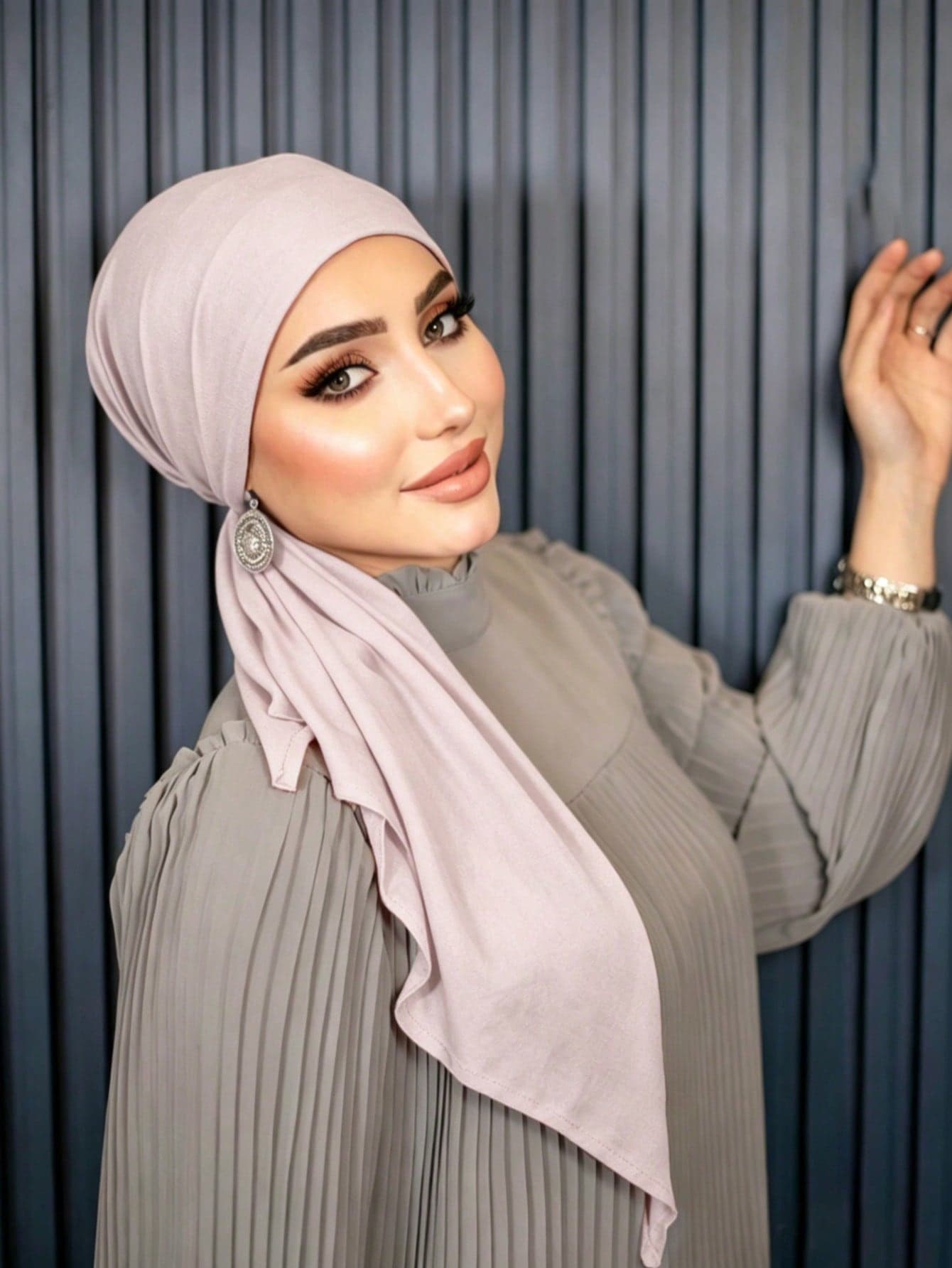 1pc Solid Color Women's Middle Eastern Arabic Classic Fashion Elegant Casual Versatile Ribbon Hijab Cap Wide Brim Curved Turban Hat Suitable For Daily Outdoor Wear