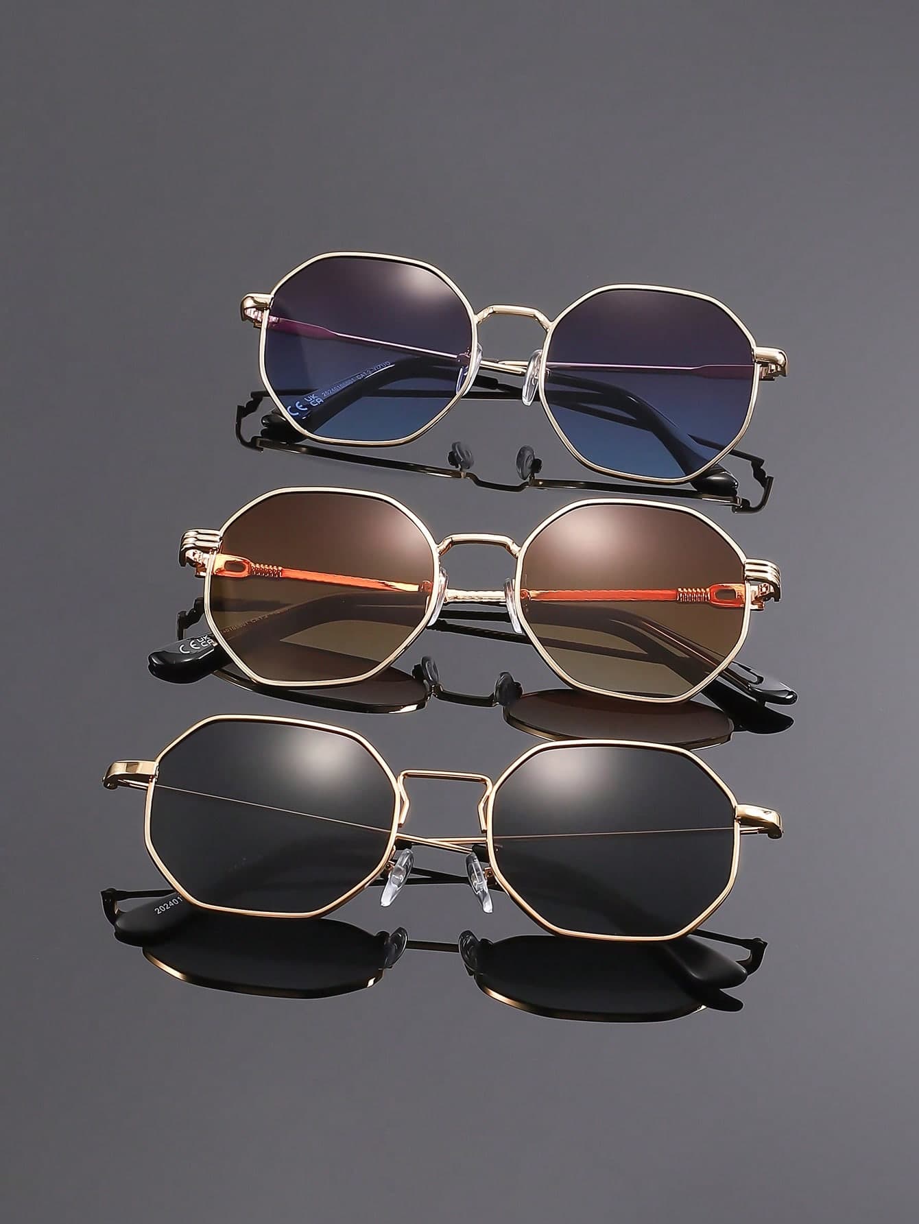 3 Pairs Classic Retro Personalized Elegant Exquisite Ins Style Men's Sunglasses, Suitable For Driving, Fishing, Summer Beach Party And Street Photography Accessory