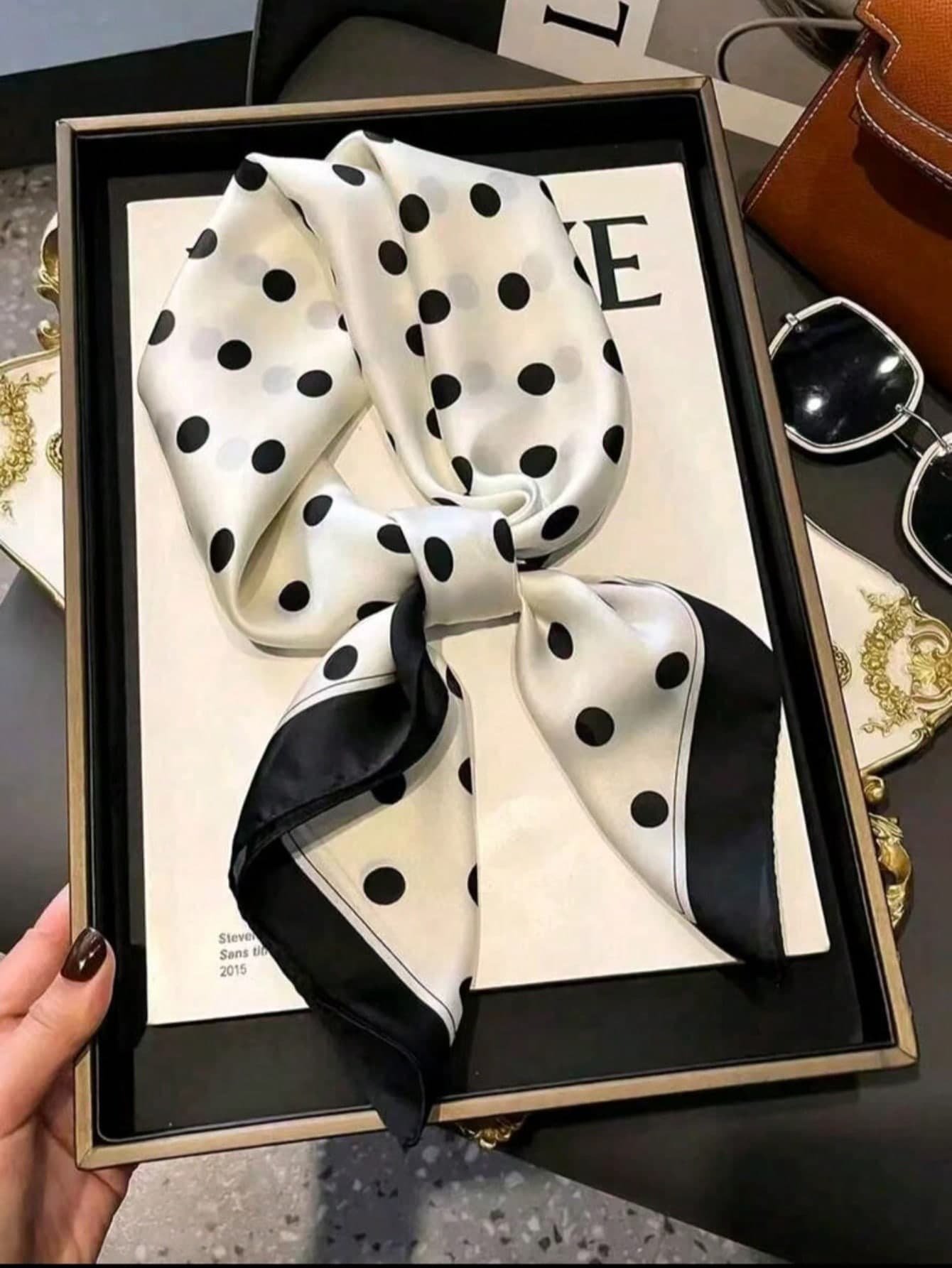 1pc Printed Square Scarf Headband Multi-Functional Bandana Suitable For Daily Fashion Silk Scarf Square Women's Scarf Accessory Polka Dot Square Scarf
