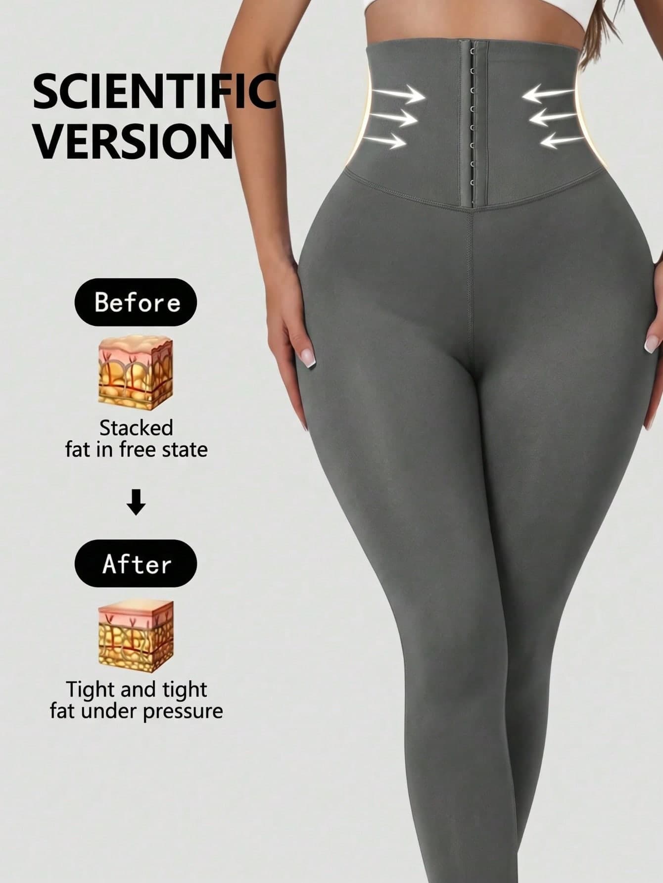 1pc Women's Front Button Waist-Cinched High-Waisted Shaping Pants, Tummy Control & Butt Lift Postpartum Recovery, All-Season Daily Home Wear, Base Layer, Can Be Worn Out, 9/10 Length Yoga Leggings, Dark Grey