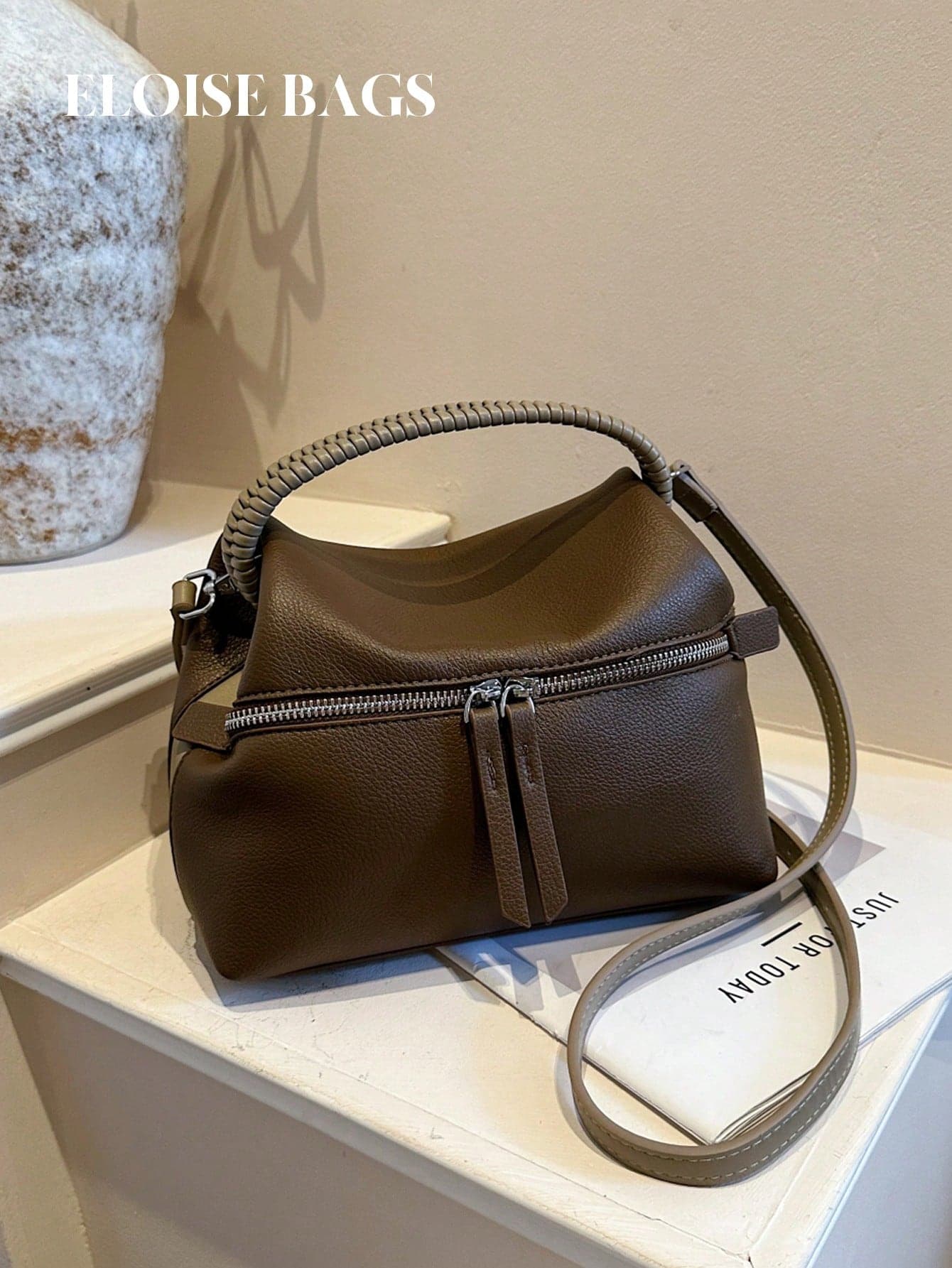 2026 Vintage Small Square Bag For Women, Melard Double Zipper, Commute Versatile, Crossbody Shoulder, Faux Leather Small Bag