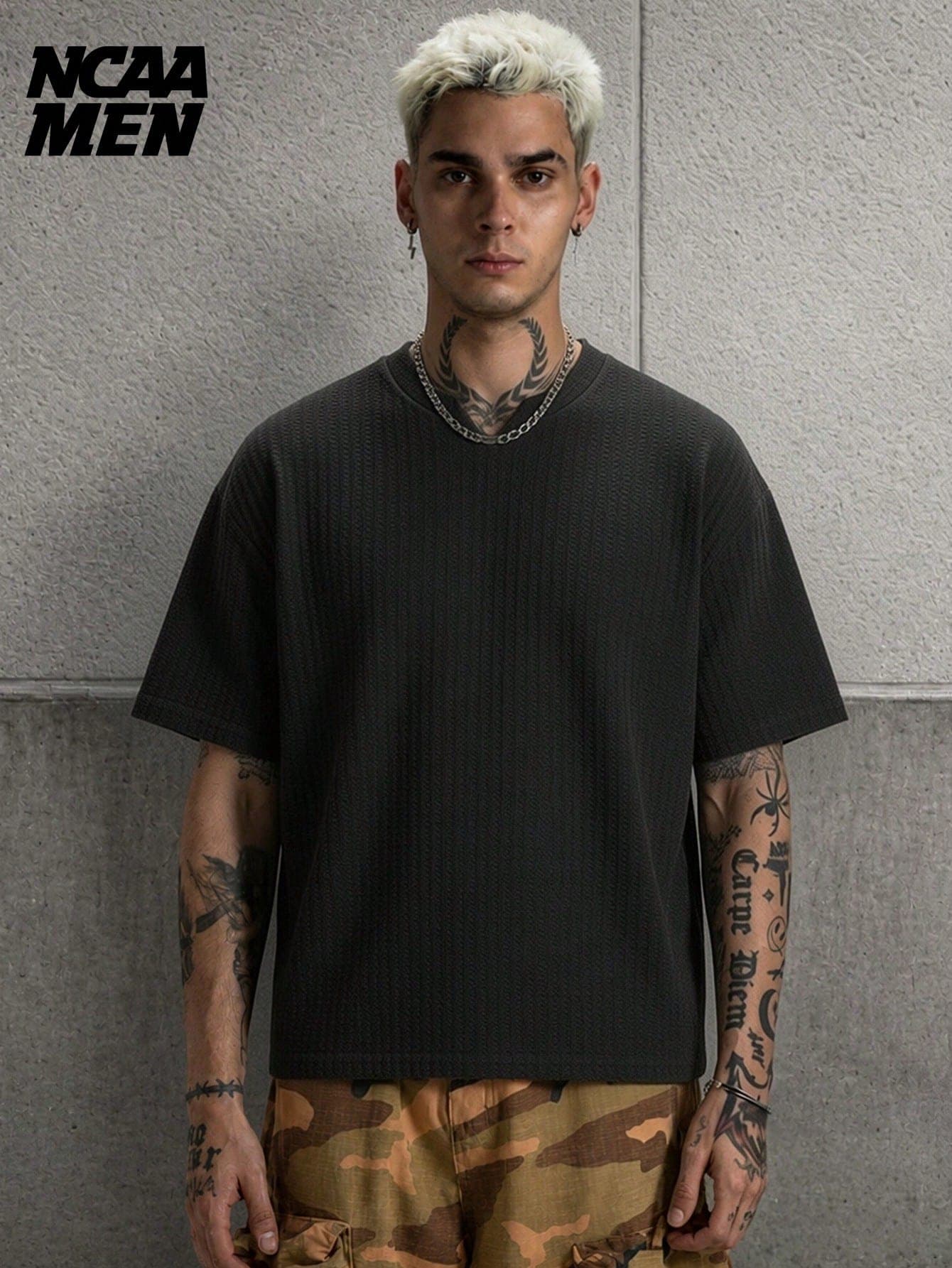 Men's Solid Color Minimalist Casual T-Shirt, Breathable, Versatile, Short Sleeve, Spring/Summer