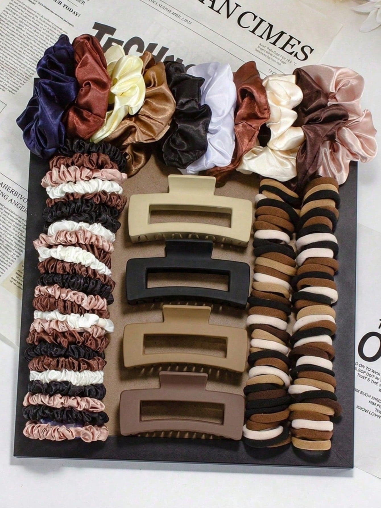 117/100/10/6/3pcs Chocolate Color Hair Accessories Set, Including Hairbands, Hair Claws, Vintage Fashion Hair Accessories - Suitable For Girls And Women, Daily, Dating, Vacation