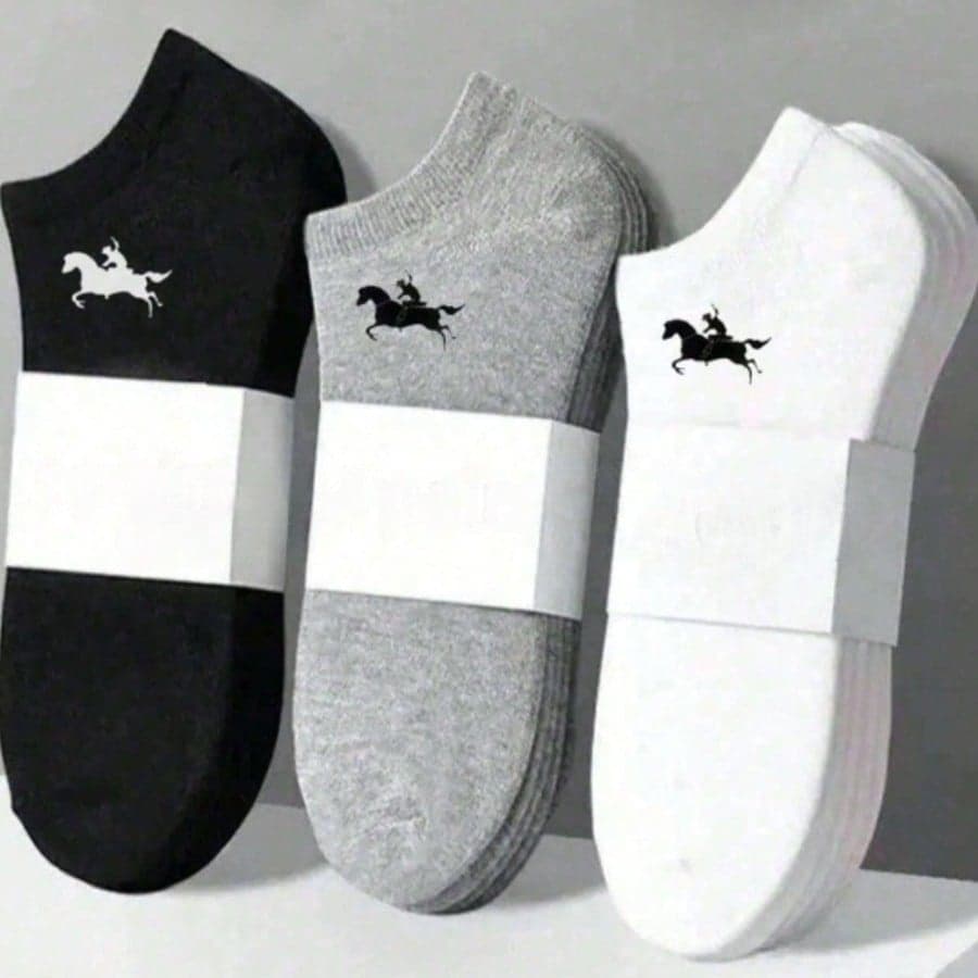 1/3/5/6/10/15 Pairs Unisex Solid Color Short Soft Socks, Skin-Friendly With Horse Graphic, Versatile Casual Sports Socks For Daily Wear Or Outdoor Activities, Suitable For All Seasons
