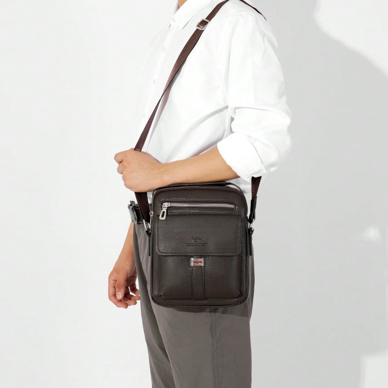 Messenger Bag, Crossbody Bag, One Shoulder Bag For Men, Waterproof Men's Bag, Men's Wallet, Business Office, Korean Style Oxford Cloth Men's One Shoulder Bag, Men's Crossbody Bag, Men's Bag, Casual Versatile Canvas Business Backpack, Kangaroo Black Small Smooth Litchi Grain Kangaroo Men's One Shoulder Bag, Adjustable Shoulder Strap, Multi-Compartment Crossbody Briefcase, Suitable For Business And Casual Outings