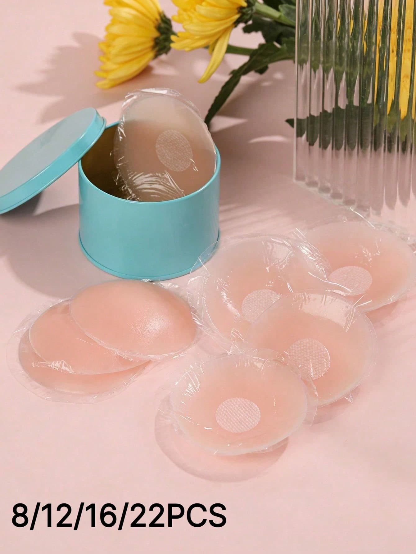 12/16/22pcs Women's Summer Silicone Gift Box Set, Anti-Slip, Anti-Nipple, Invisible Breast Pads, Nipple Covers, Strapless Bra, Adhesive Bra, Invisible Seamless, Women's Lingerie, Invisible Bra, Suitable For Wedding, Professional Wear, Dress, Swimsuit, Bikini, Strapless, Evening Gown, Washable And Reusable