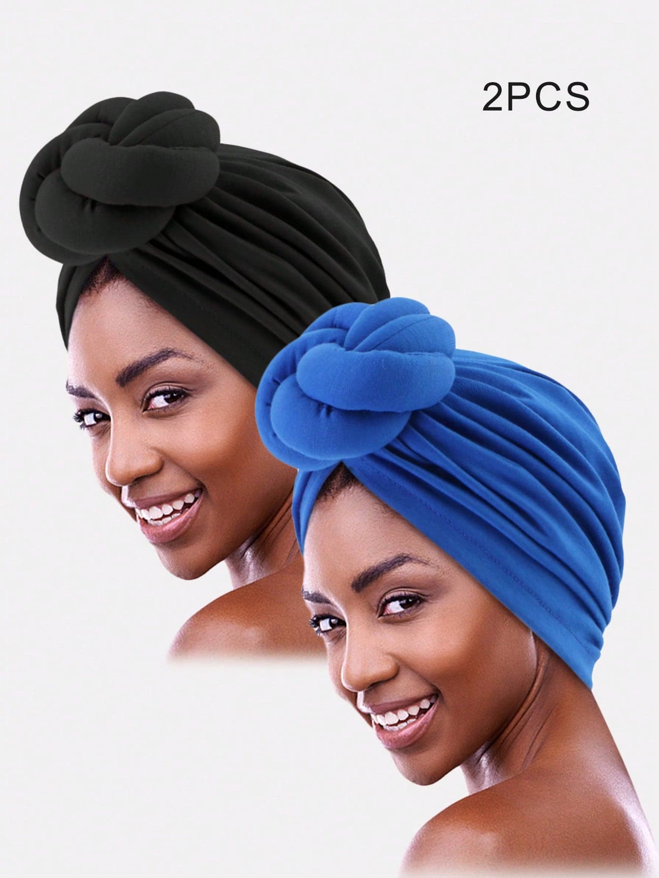 2pcs Women's 3D Braided Ball Arabic Headscarf Hat, Versatile Headwrap Cap