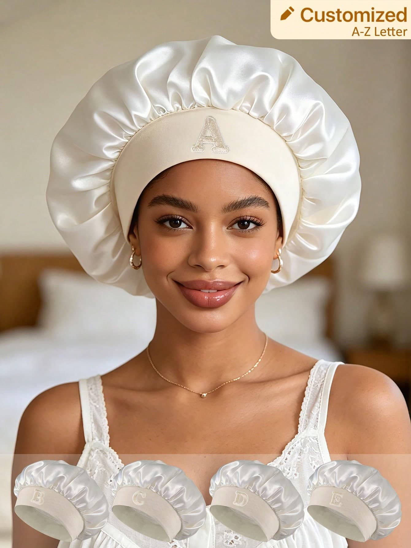 1pc Soft Satin Sleep Cap For Women, Anti-Frizz Hair Protection Bonnet , Breathable Night Cap For Curly & Straight Hair, Bathroom Accessories