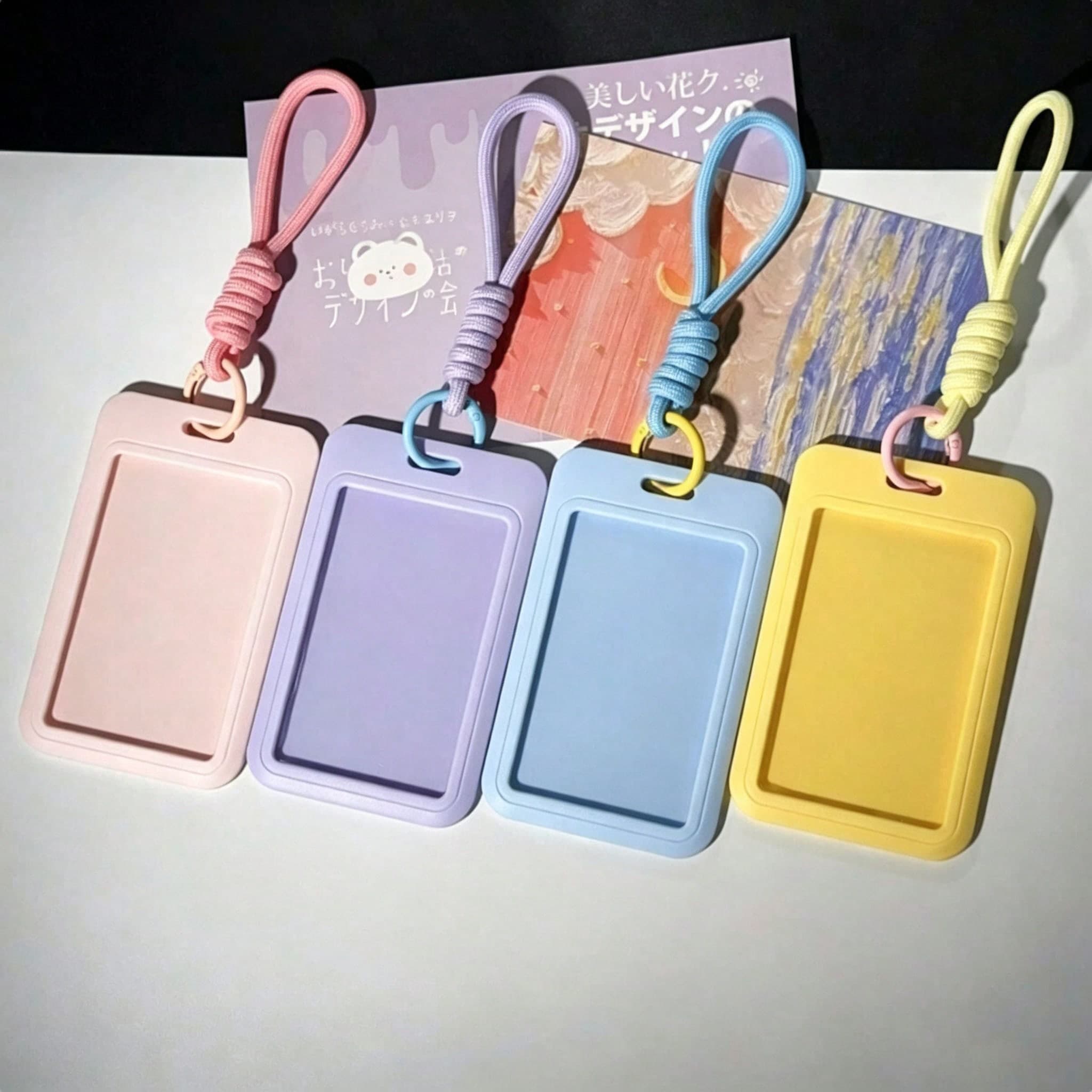 12pcs (4 Card Holders + 4 Lanyards + 4 Necklaces) Mixed Color / 3pc Set (Card Holder + Lanyard + Necklace) Popular Music Photo Card Storage Sleeve With Keychain, Cute Photo Card Holder Bank Card Holder Protective Case, Back To School Season Essential, (Card Holder + Lanyard + Necklace) Style And Color Randomly Matched, Not Fixed, Slight Defects Are Normal