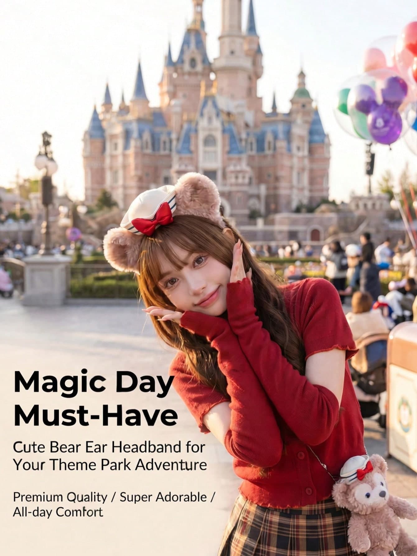 Viral Fluffy Sailor ShellieMay Mickey Ears Hair Accessories, Soft Disney Headband For Vacation Photos & Cosplay Accessories Hair Accesoriesfor Women