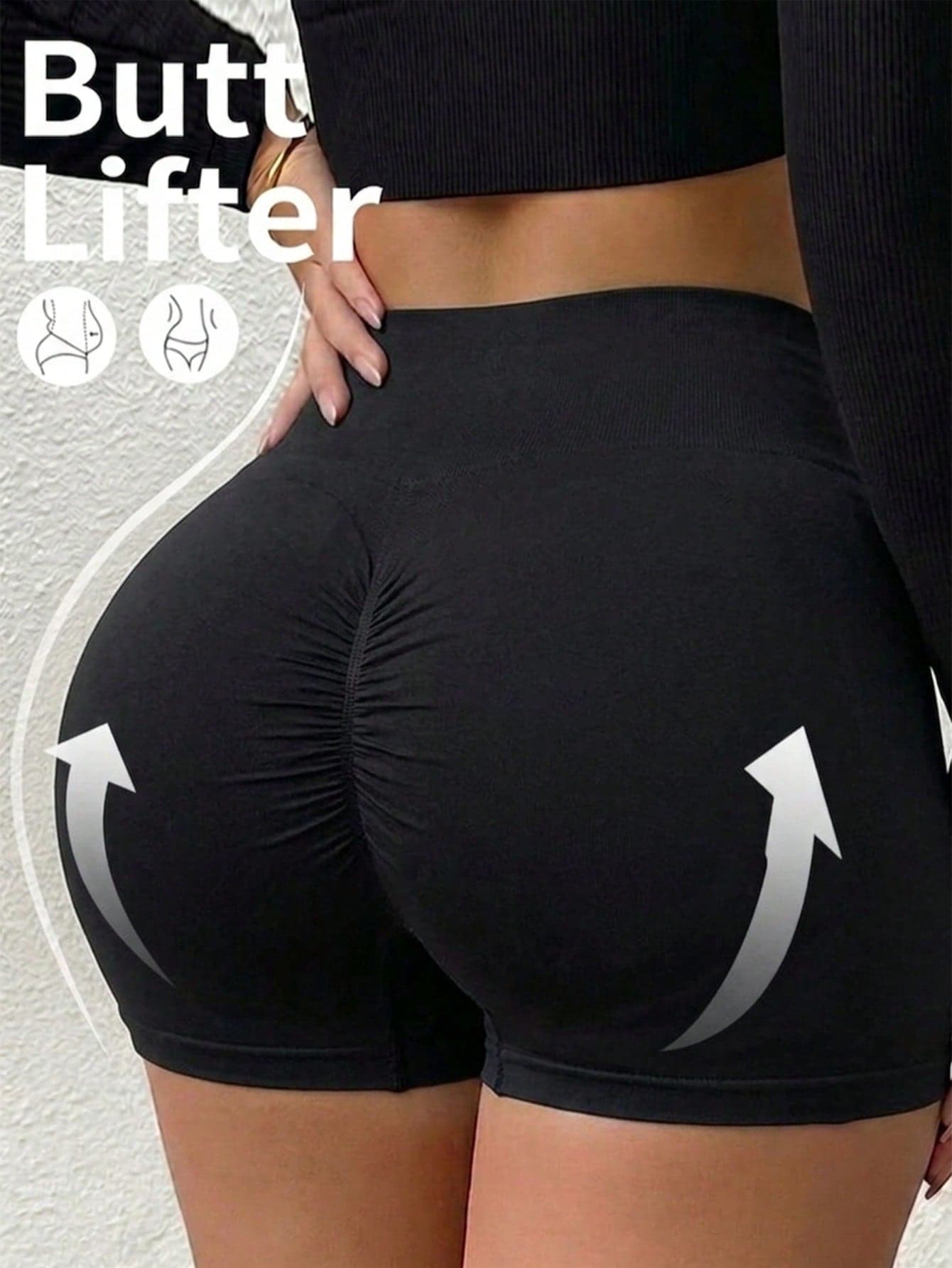 Oillpretty 1pc Black Plus Size 4-Way Stretch Seamless High Waist Shaping Shorts, Skin-Friendly Breathable Tummy Control Waist Cincher Butt Lifting Anti-Exposure Safety Pants, High Elasticity Compression Yoga Cycling Tight Sports Pants, Suitable For Gym Outdoor Running Postpartum Recovery Dress Innerwear Multi-Scenario, Plus Size Women Body Shaping Underwear, Halloween, Autumn Clothing, Black Shorts