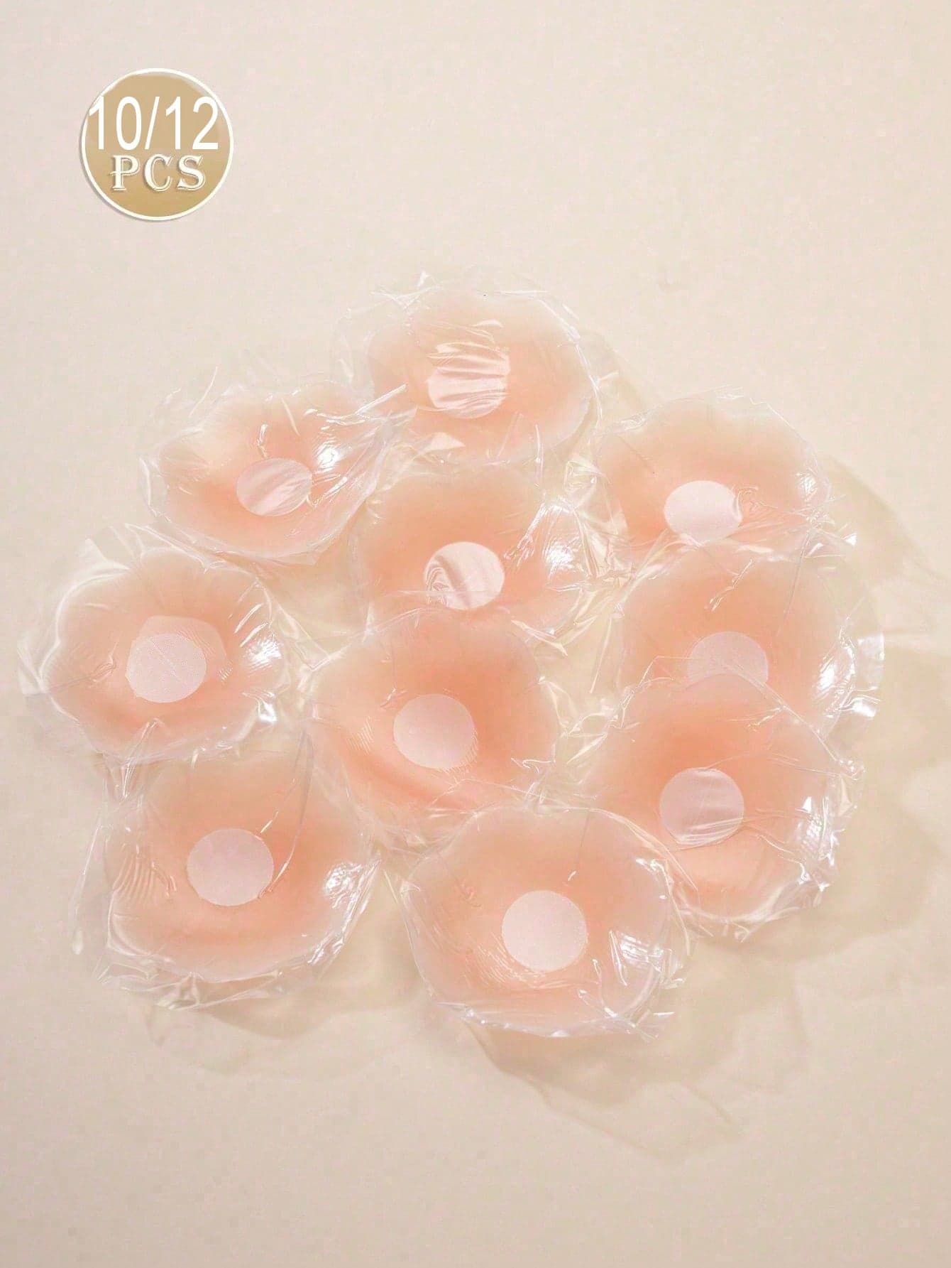 10/12pcs Reusable Silicone Nipple Covers, Women's Breast Petal Lift Invisible Bra Pads, Adhesive Breast Stickers