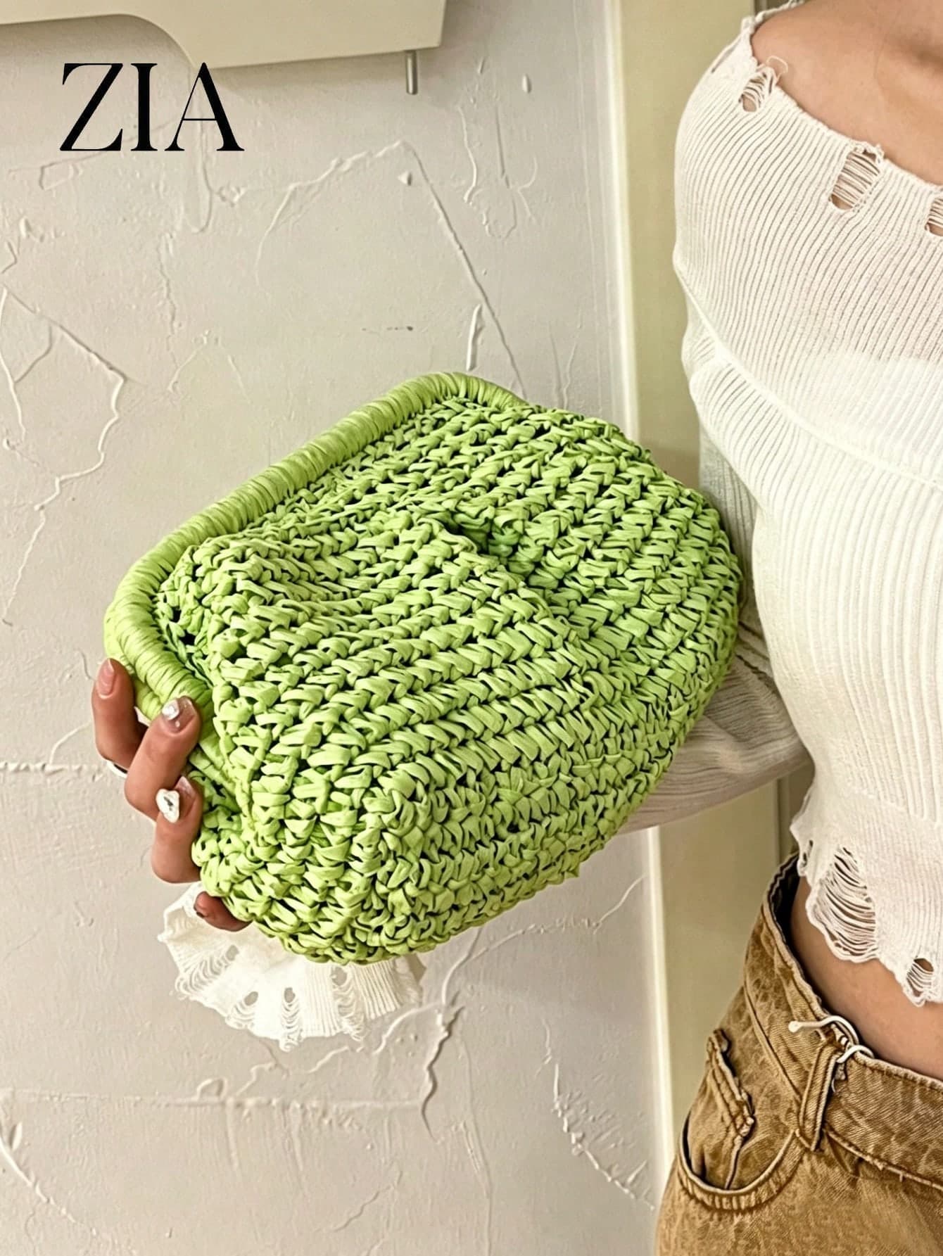 1pc Fashionable Woven Handbag, Spring/Summer New Minimalist Vacation Travel Beach Paper Woven Crossbody Bag, Popular Shoulder Bag Suitable For Vacation, Travel, Fashion Matching, Shopping With Friends, Holidays And Other Occasions, Woven Bag, Straw Bag