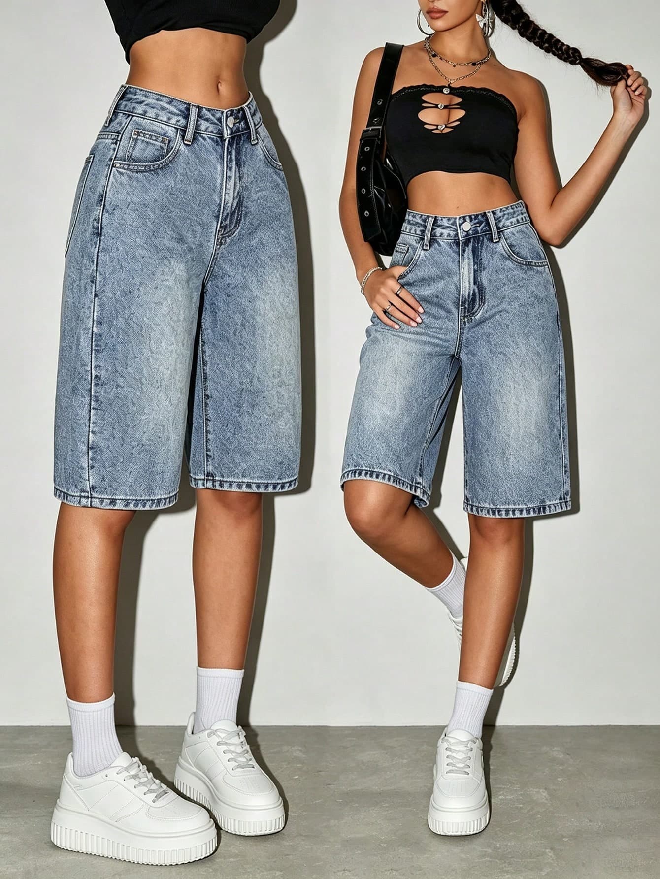Women's Fashion Casual Loose Fitting Denim Capris & Shorts Summer