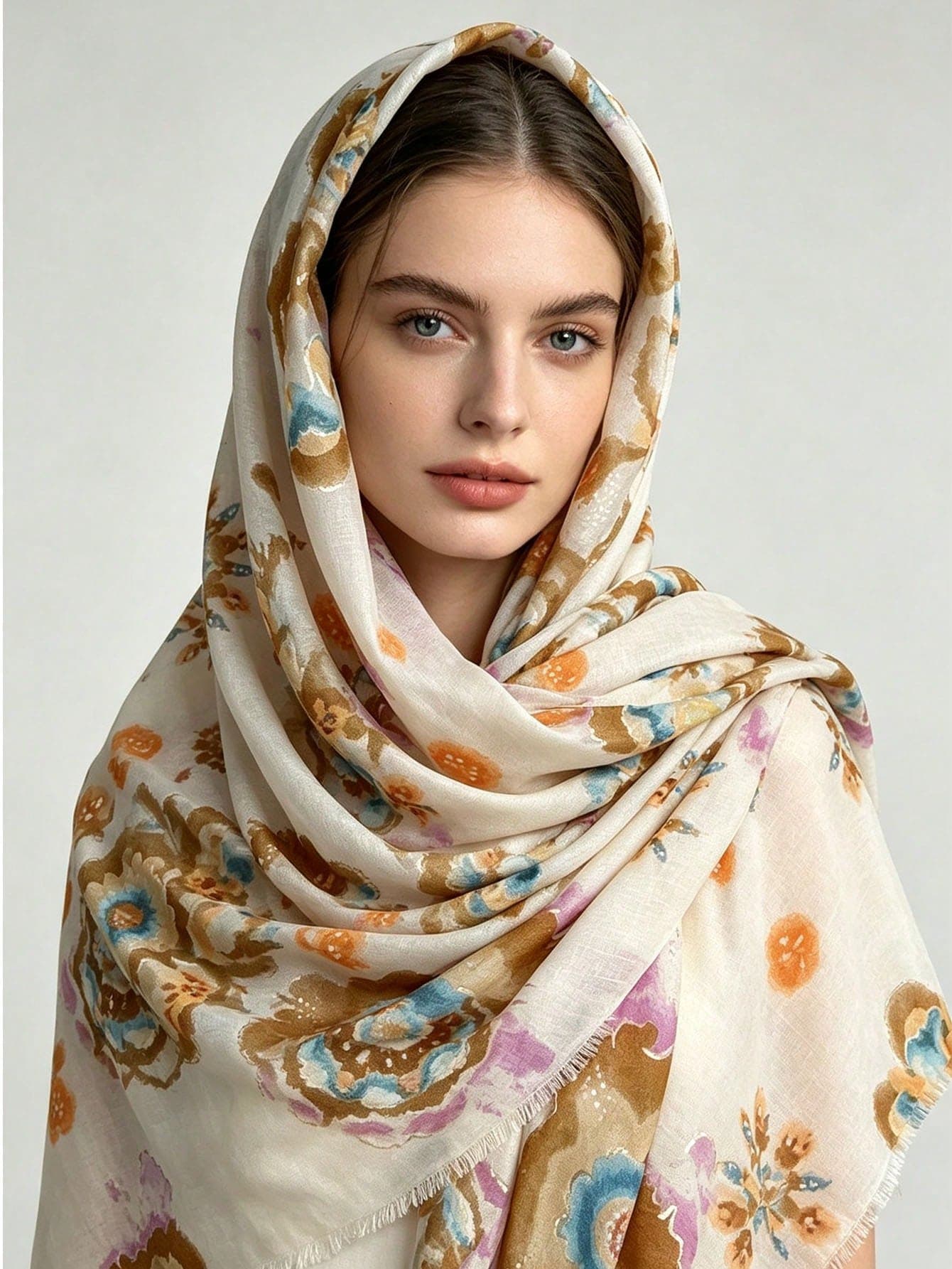 1pc Gold Foil Floral Cute Fashion Spring/Summer New Lively Versatile Travel Vacation Shawl Headwrap Sun Protection Scarf For Women