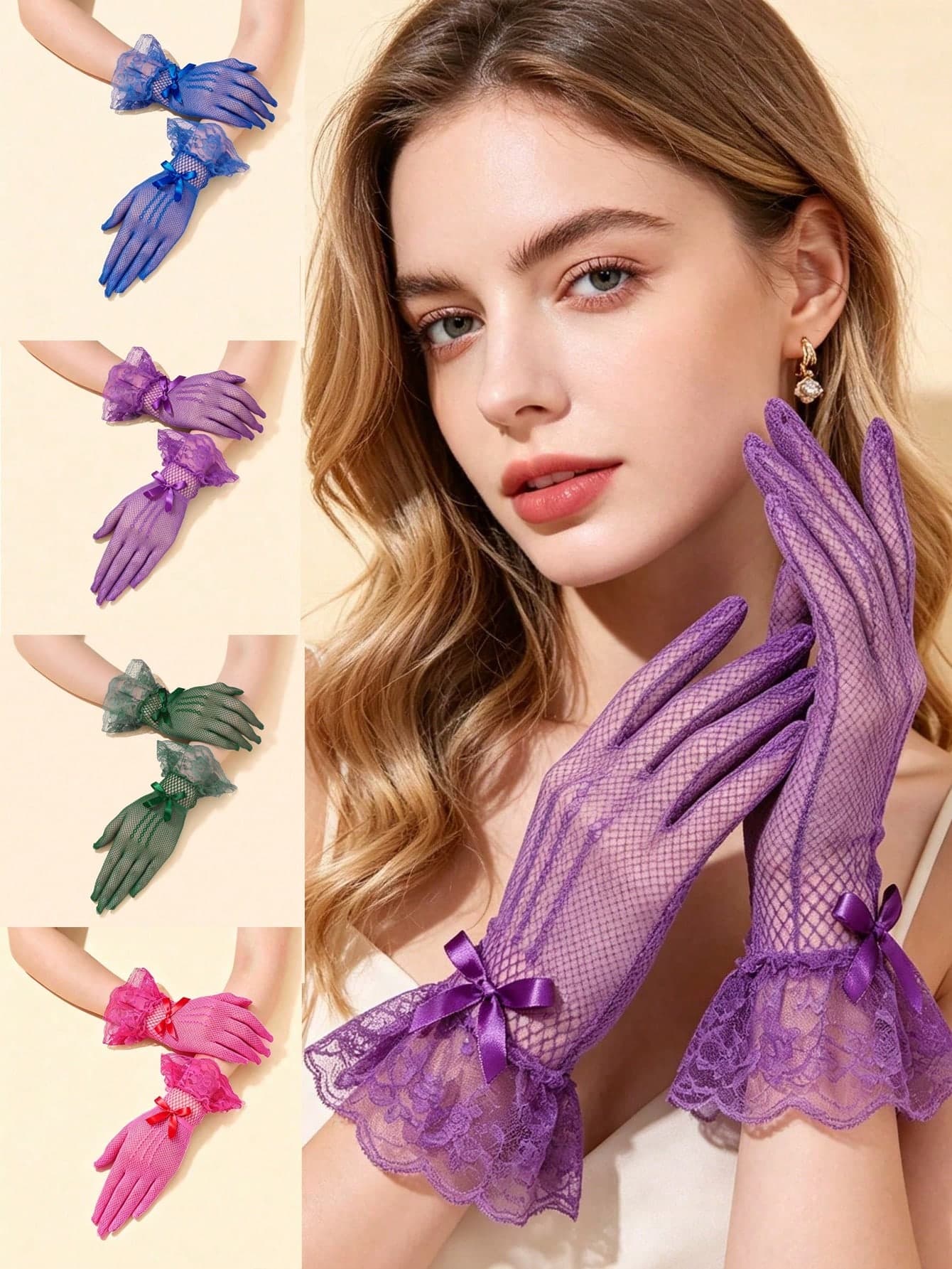 1 Pair Women's Arm Sleeves Mesh Lace Bow Gloves, Vintage Sweet Cool Hot Girl Style Short Gloves, Party Summer Sun Protection Sheer Mesh Gloves, Lace Trim Bow Wrist Accessories, Formal Photo Y2K Hot Girl Fishnet Gloves, Lace Ruffle Fingerless Gloves