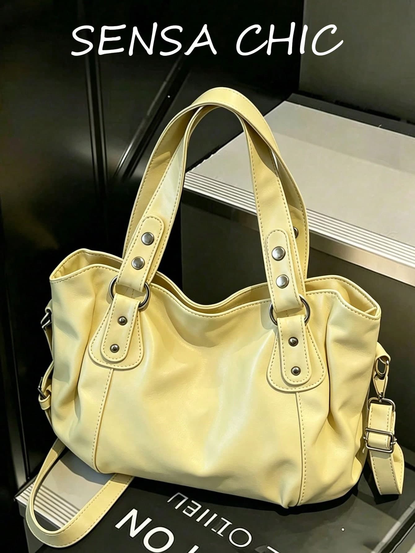 Fashion Classic Multifunctional Commuter Solid Color Large Capacity Vintage PU Fabric Shoulder Bag Handbag Wallet, Zipper Opening, Designed For Women, Perfect For Shopping, Travel, Outings And Other Occasions