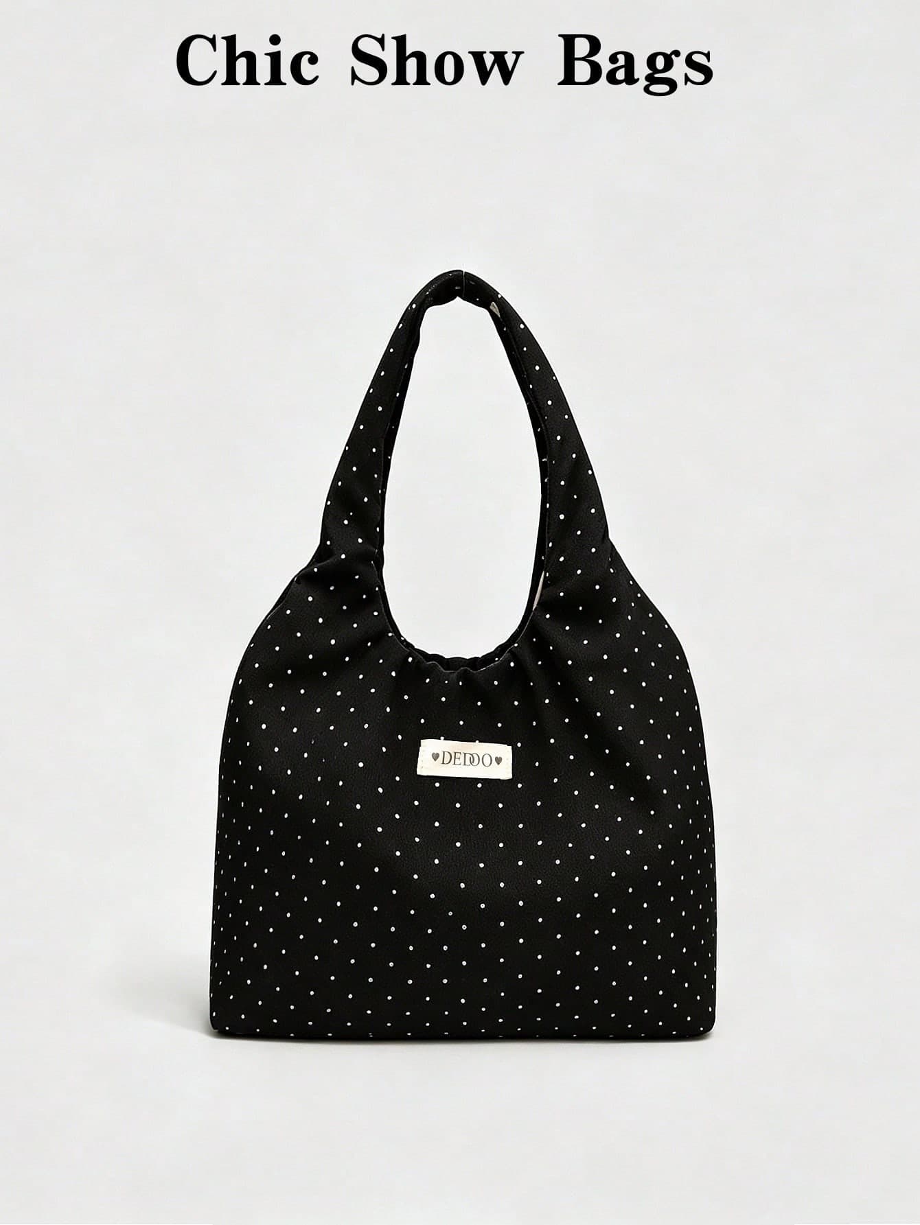 Women's Cute Polka Dot Canvas Tote Bag, Large Capacity Soft Fabric Shoulder Bag, Daily Shopping Bag, Lightweight Casual Travel Campus Commute Bohemian Bag