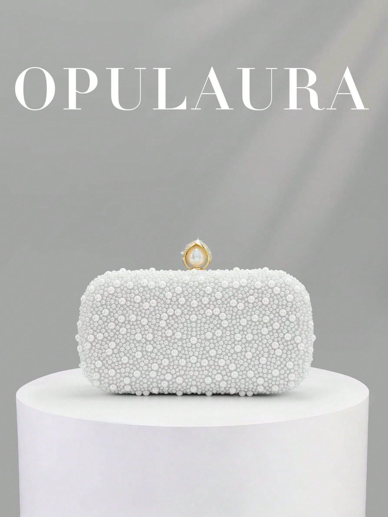 OpulAura Women's Multi-Functional Fashion Teardrop Faux Pearl Mini Box Clutch, Elegant Evening Bag, Bridal Accessory, Wedding Supplies