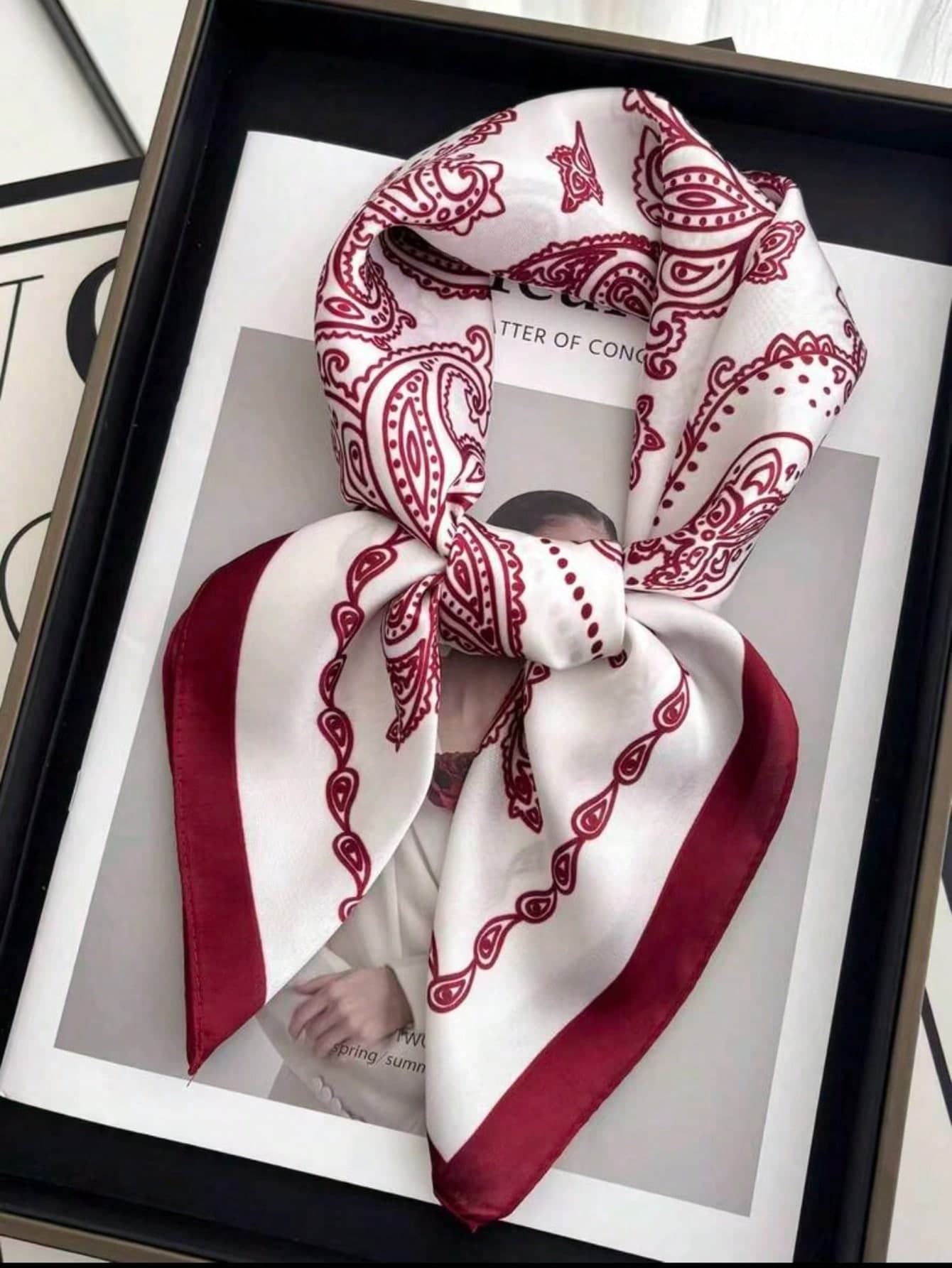 1pc Printed Square Scarf Headband Multifunctional Bandana Suitable For Daily Fashion Silk Scarf Square Women's Scarf Accessory