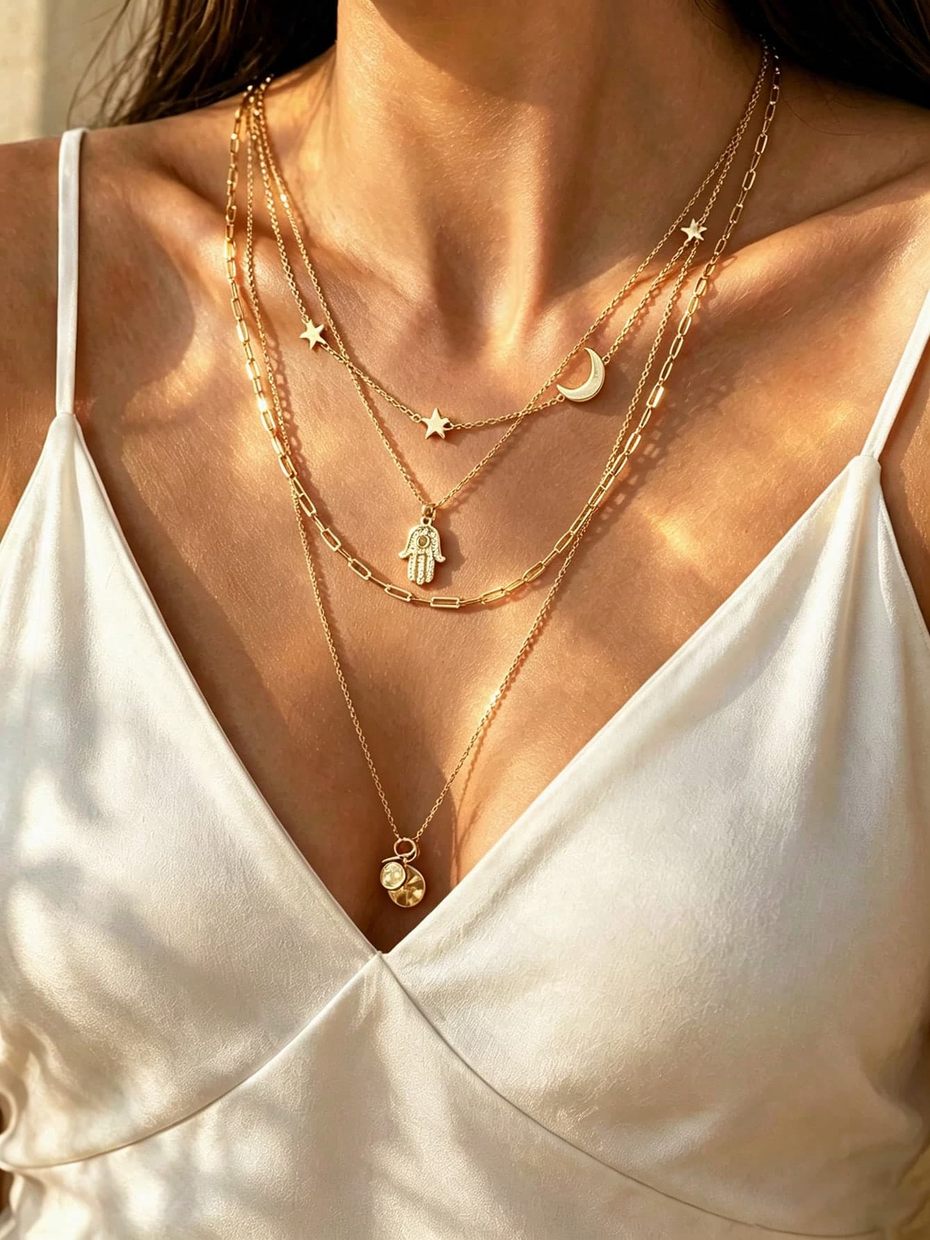 4pcs Fashion Gothic Style Cool Demon Eye Women Necklace Set Suitable For Daily Wear, Parties And Gatherings
