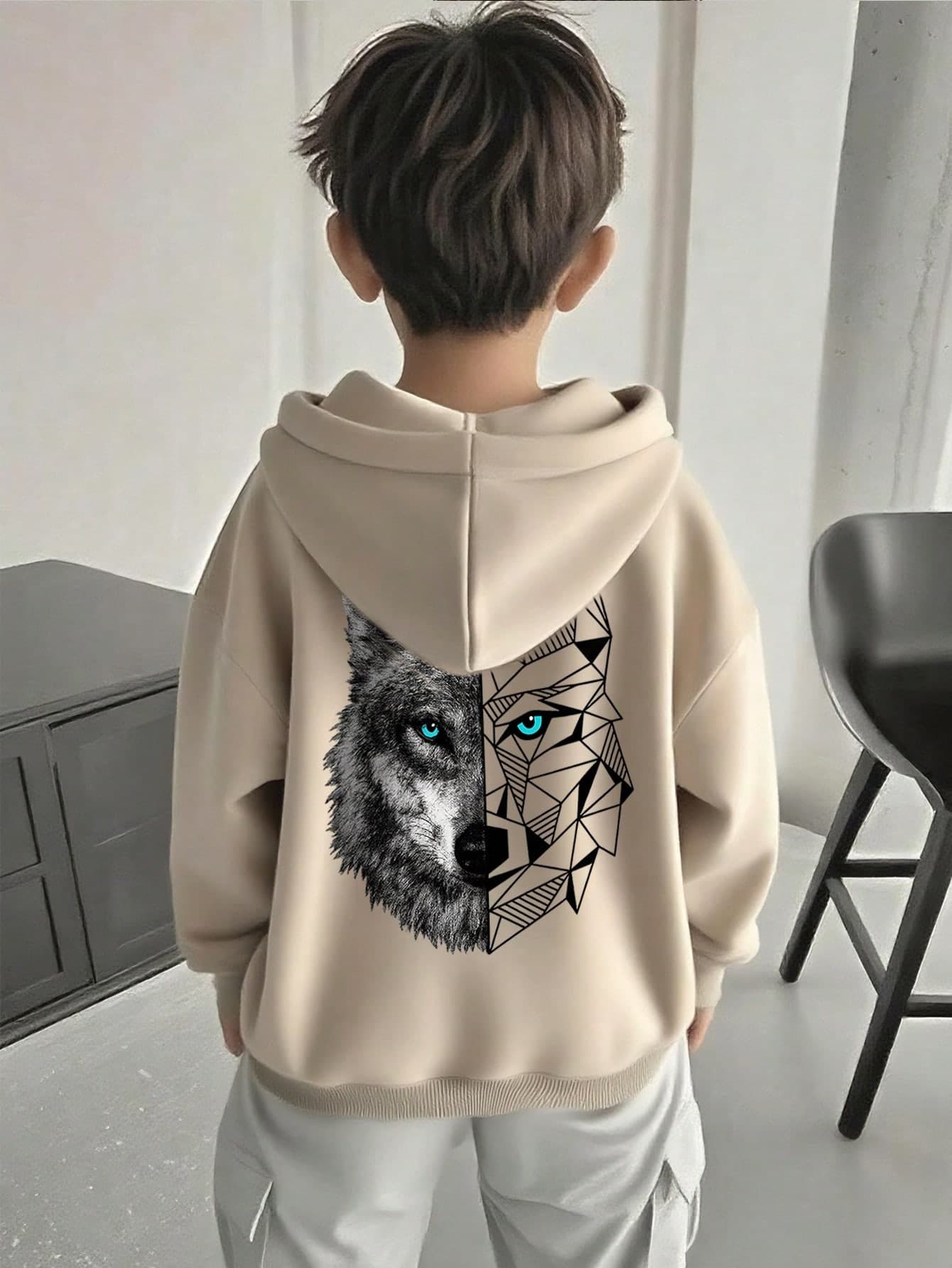 1pc Tween Boys' Casual Printed Pullover Sweatshirt Sweatshirt, Thermal Lined, Long Sleeve, Autumn/Winter