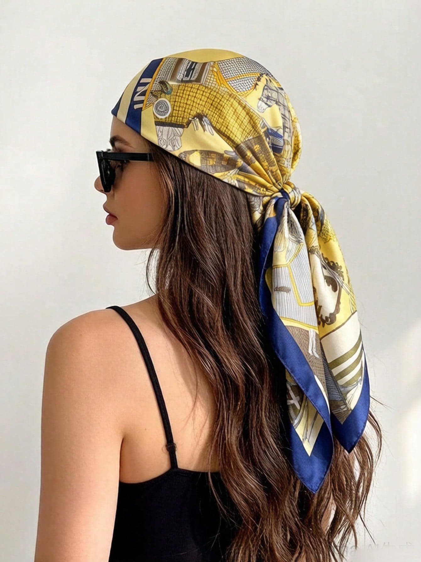 1pc Four Seasons Women's Square Silk Scarf Luxury Printed Square Scarf 27.56inch Scarf New Floral Headscarf Popular Neck Scarf Fashion 70*70cm Silk Scarf Casual Polyester