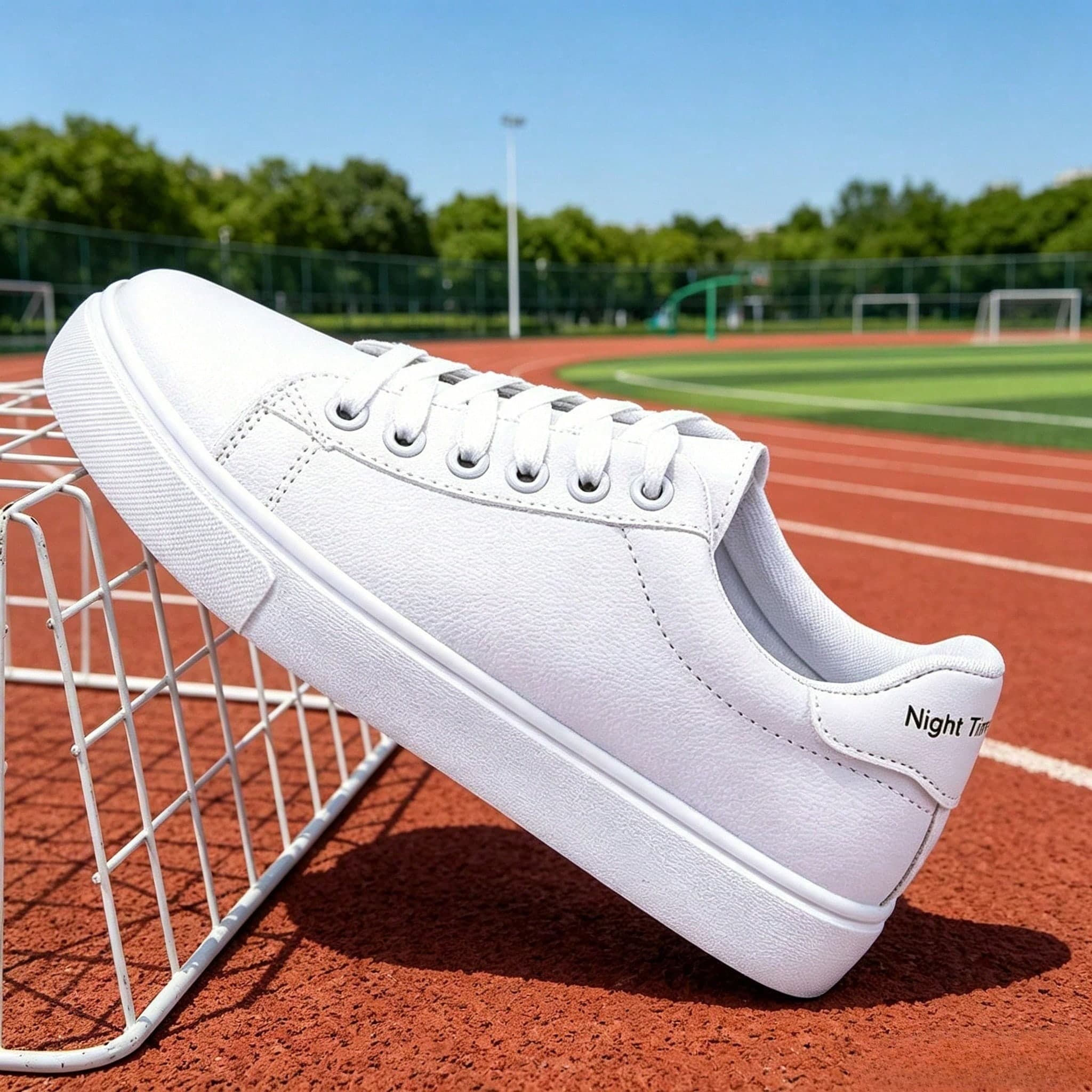 1 Pair Women's Round Toe Casual Lace-Up Flat Comfortable Versatile White Sneakers