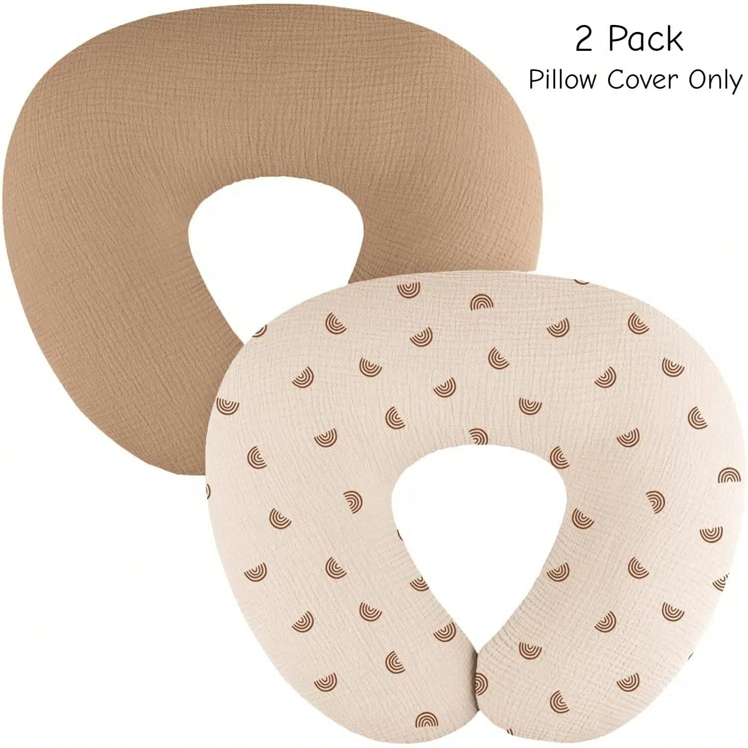 2pcs Fine Cotton Breastfeeding Pillow Covers, Breathable Fine Cotton Breastfeeding Pillow Covers, Soft Baby Pillow Covers With Zipper