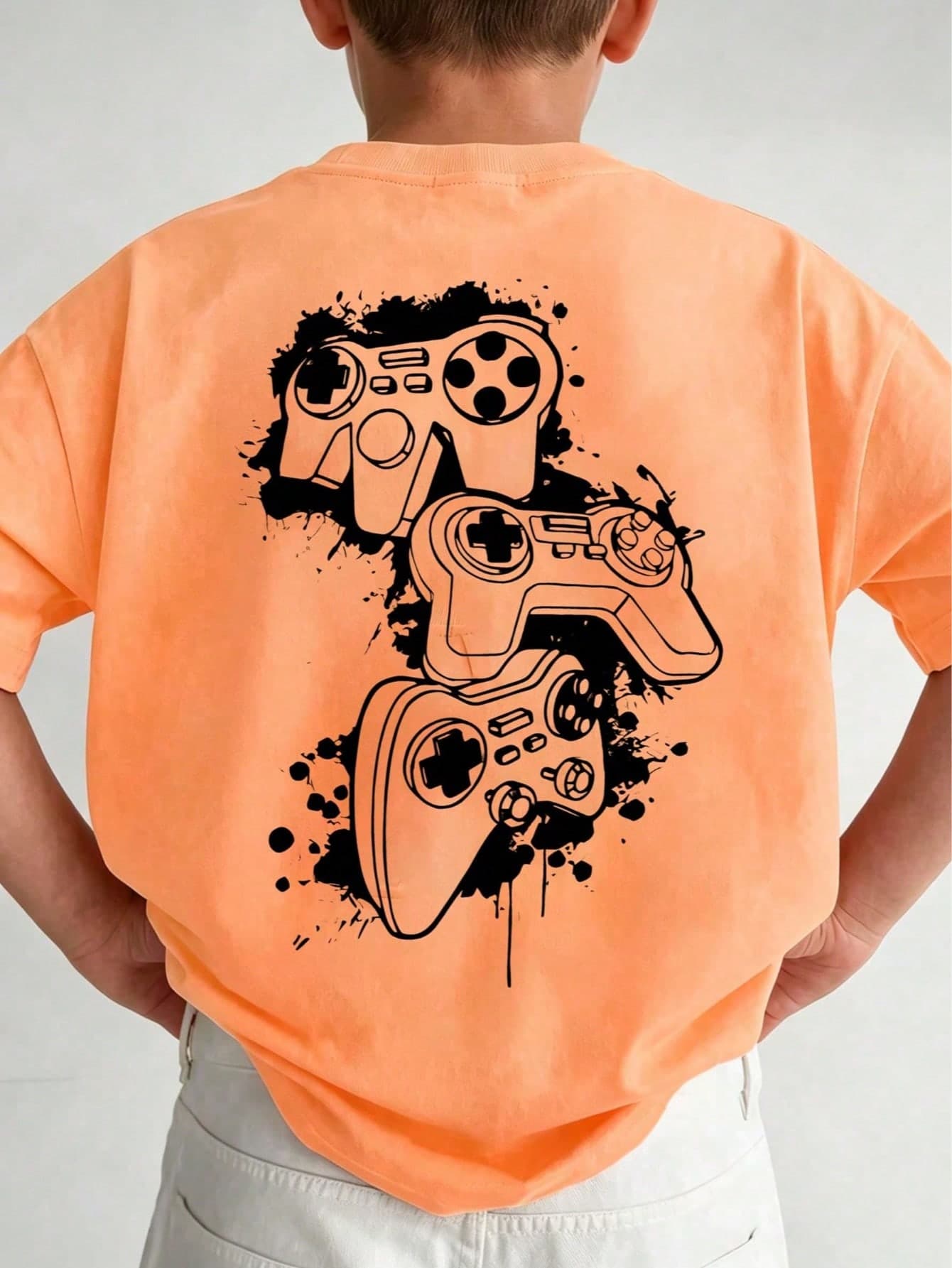 1pc Tween Boy Video Game Graphic Print Short Sleeve T-Shirt, Summer Top For Young Students