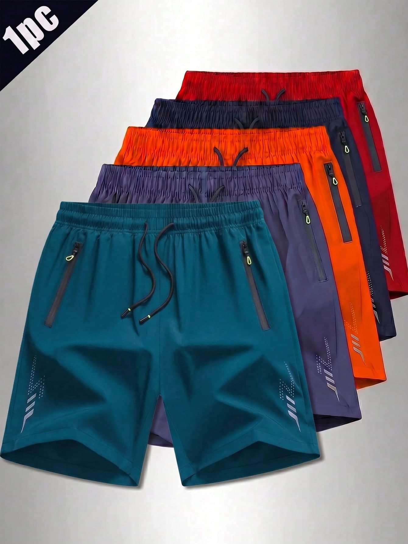 Men's Quick-Dry Workout Shorts,Stretch And Breathable Training Shorts With Zippered Pockets And Reflective Strips,Suitable For Workout And Training