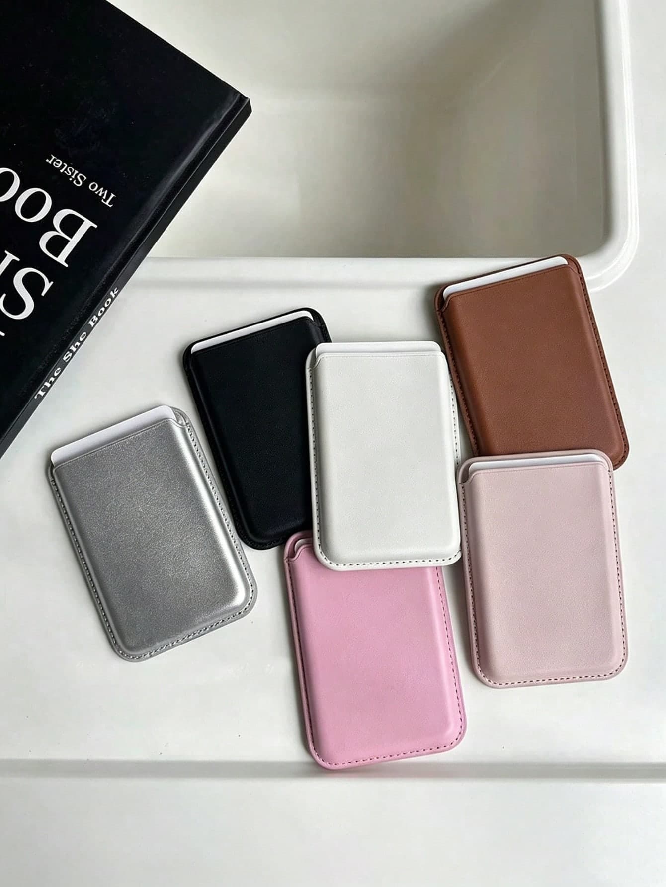 12pcs Minimalist Solid Color Magnetic Card Holder Case, Compatible With IPhone 15 Pro/14/13/12 Pro Max Smartphone, Leather Wallet Backcover, Slim Card Sleeve, Access Card Holder With N52 Magnets For Check ID Business Card, Gifts For Mother, Family, Friends, Birthday, Holiday Card Cover
