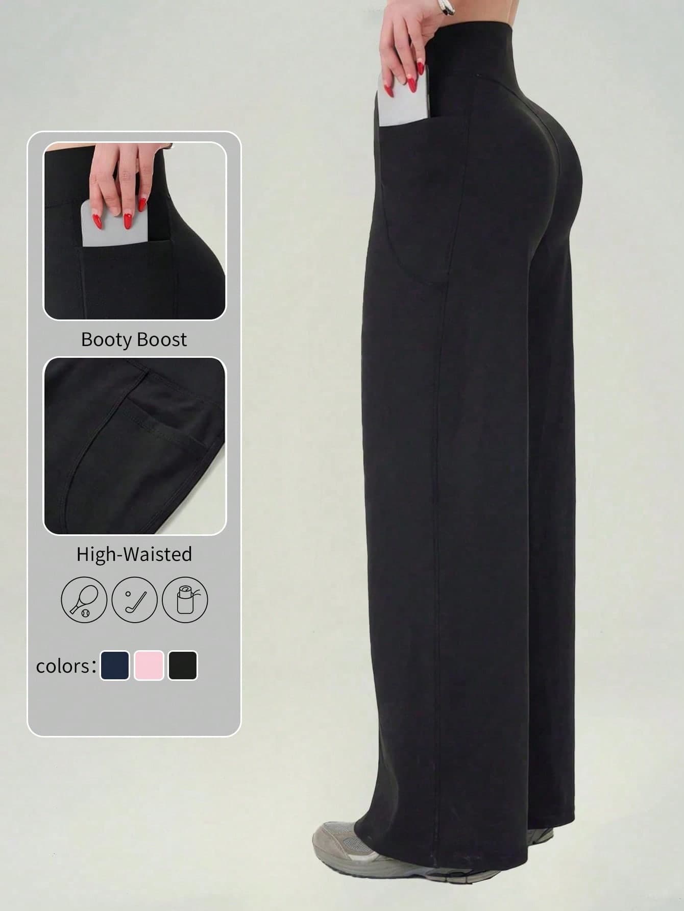 Women's High Waist Wide Leg Pants With Pockets - Comfortable, Flowy Casual Pants Suitable For Yoga, Fitness And Daily Wear, Spring/Summer Sports