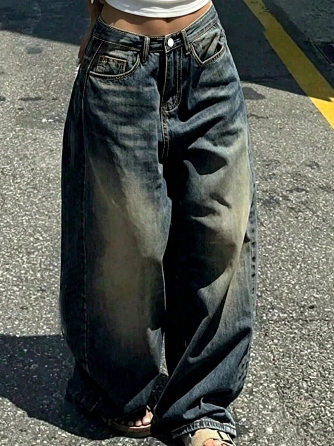 Teenagers' Fashionable Straight Loose Wide-Leg Casual Jeans, Suitable For All Seasons