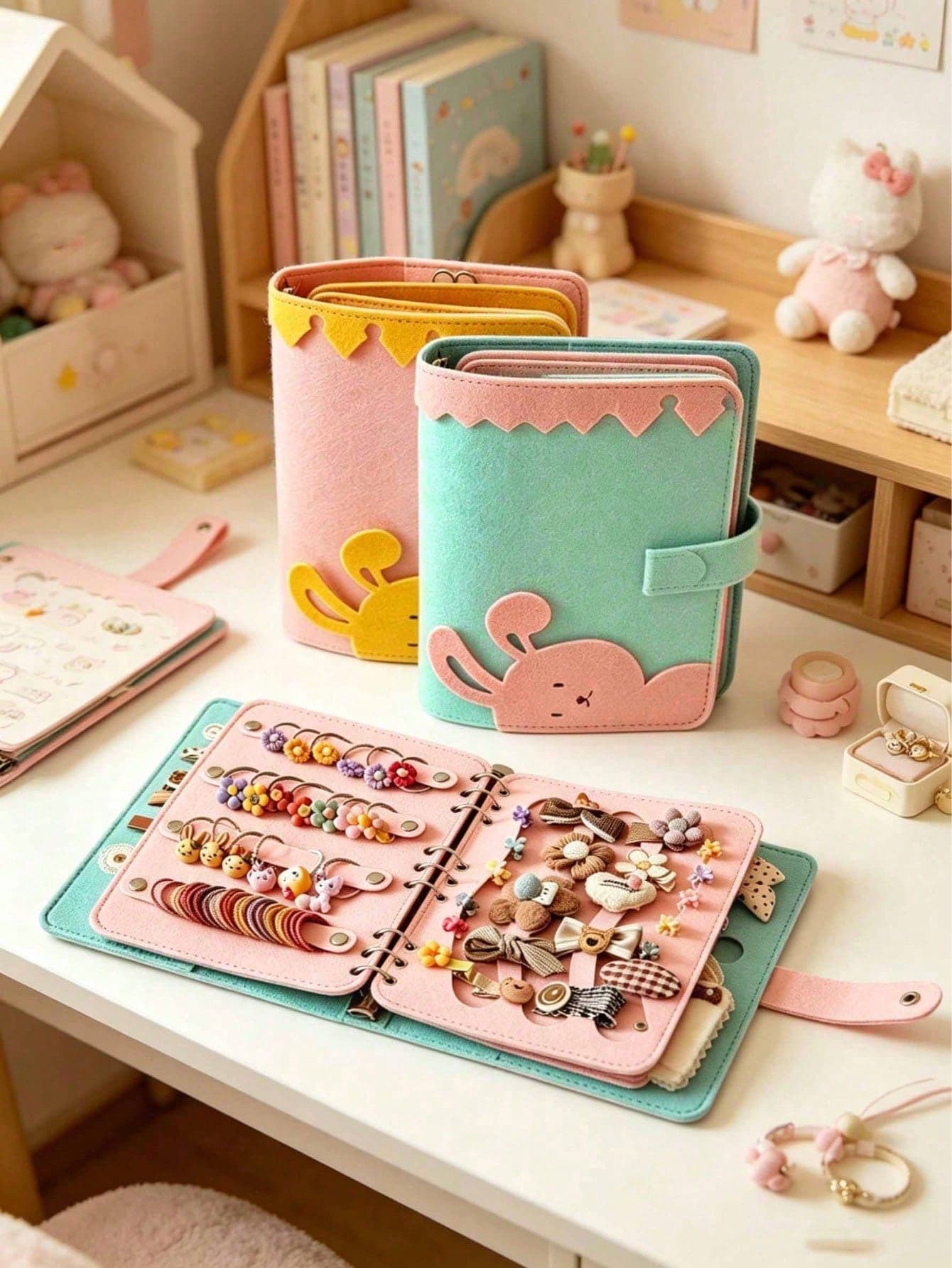 1pc Large Capacity Foldable Hair Accessory Storage Box, Multi-Compartment Design (Accessories Not Included), Girls Bedroom Hobby Storage