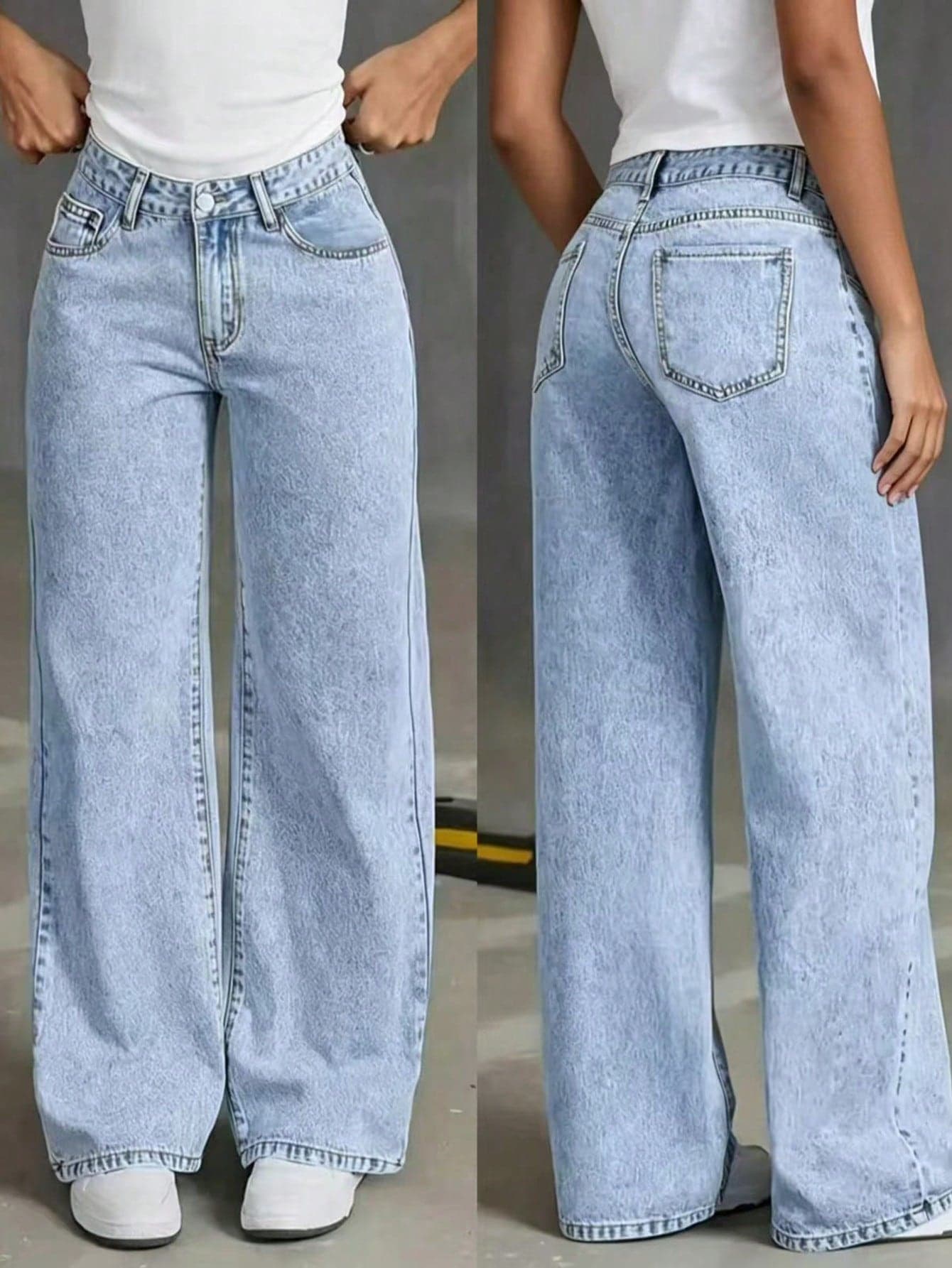 Teen Girl Casual Front Button Pocket Straight Leg Jeans, Daily Wear