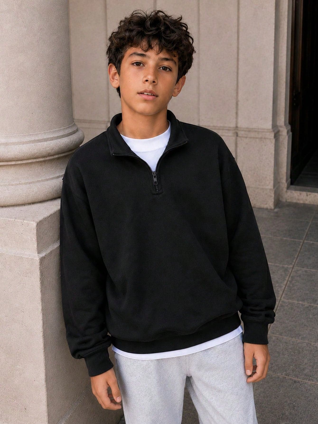 1pc Teen Boys All-Match Pullover Sweatshirt, Simple & Versatile, Suitable For Autumn/Winter