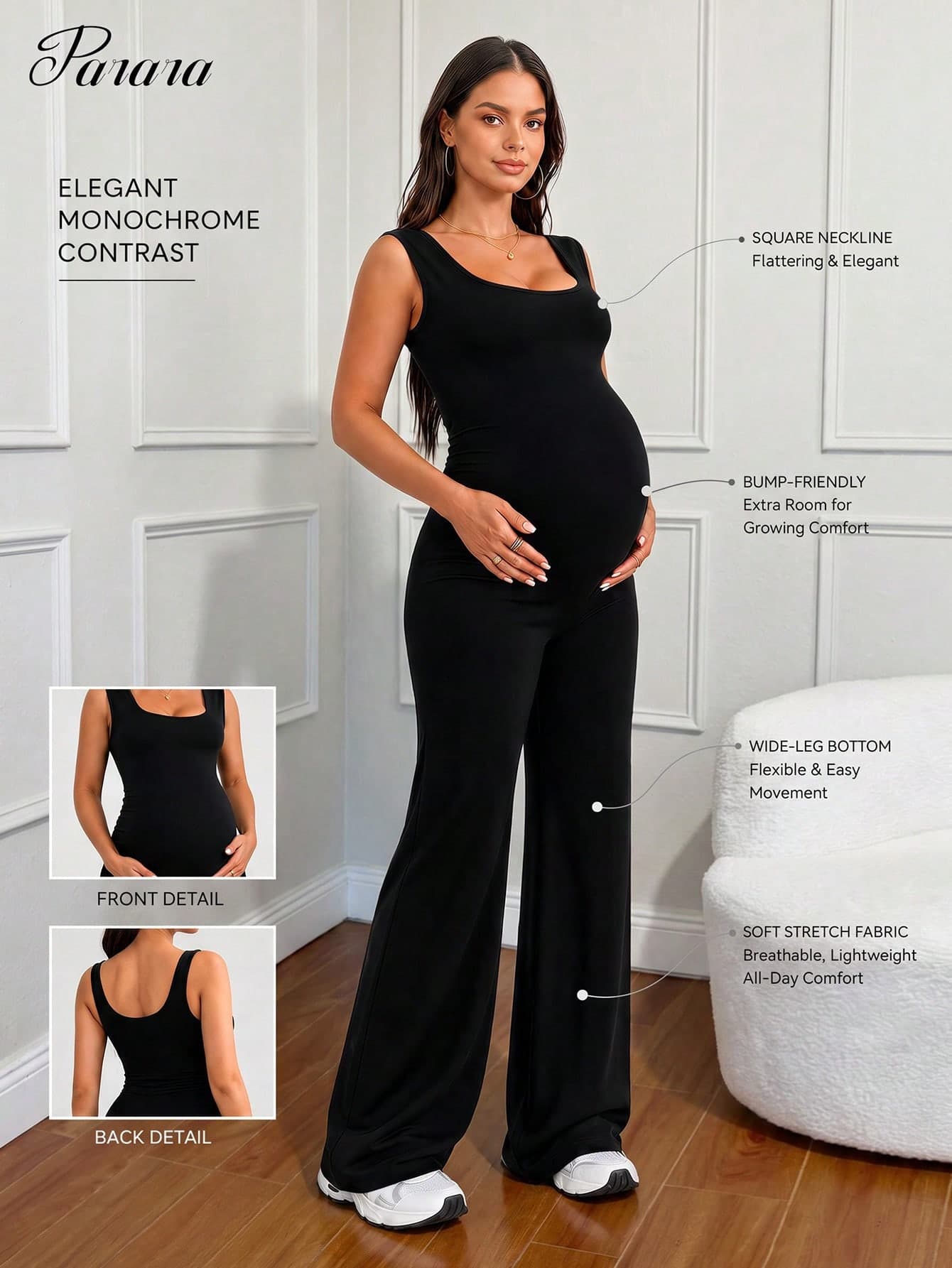 Parara Maternity Jumpsuit Tank Top Long Pants, High Elasticity Maternity Jumpsuit, And Maternity Jumpsuit, Festival Outfits For Women Black Summer