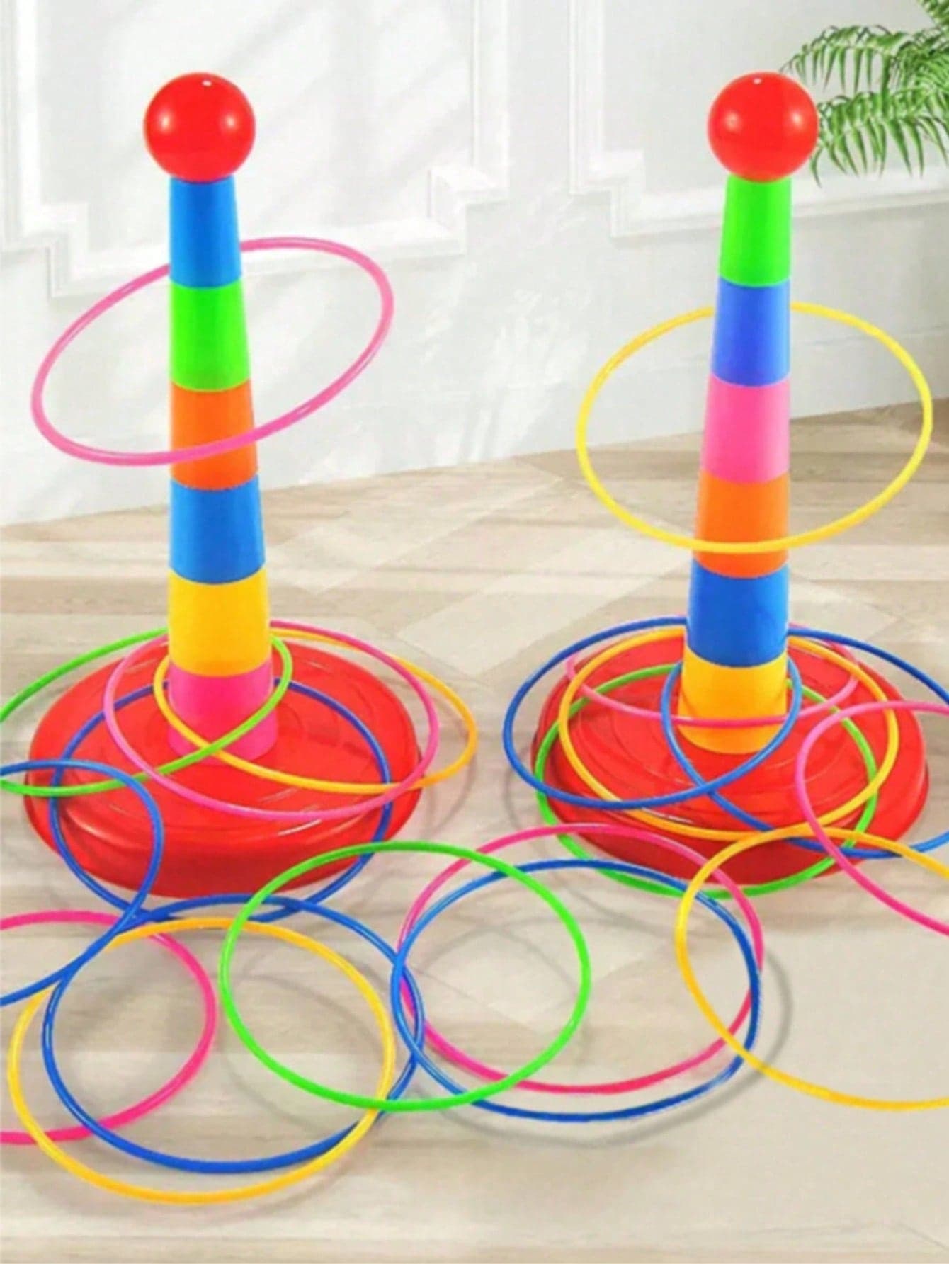 1 Set Children's Stackable Rainbow Loop Tossing Game Toy For Parent-Child Interaction And Brain Development (Random Color)