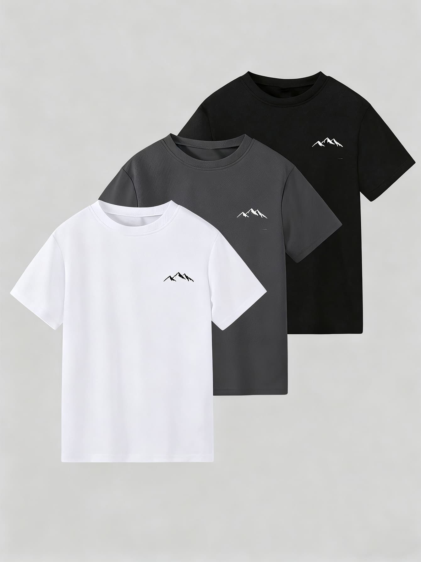 3pcs/Set Tween Boy Casual Graphic Print Crew Neck Short Sleeve T-Shirts, Summer Tops