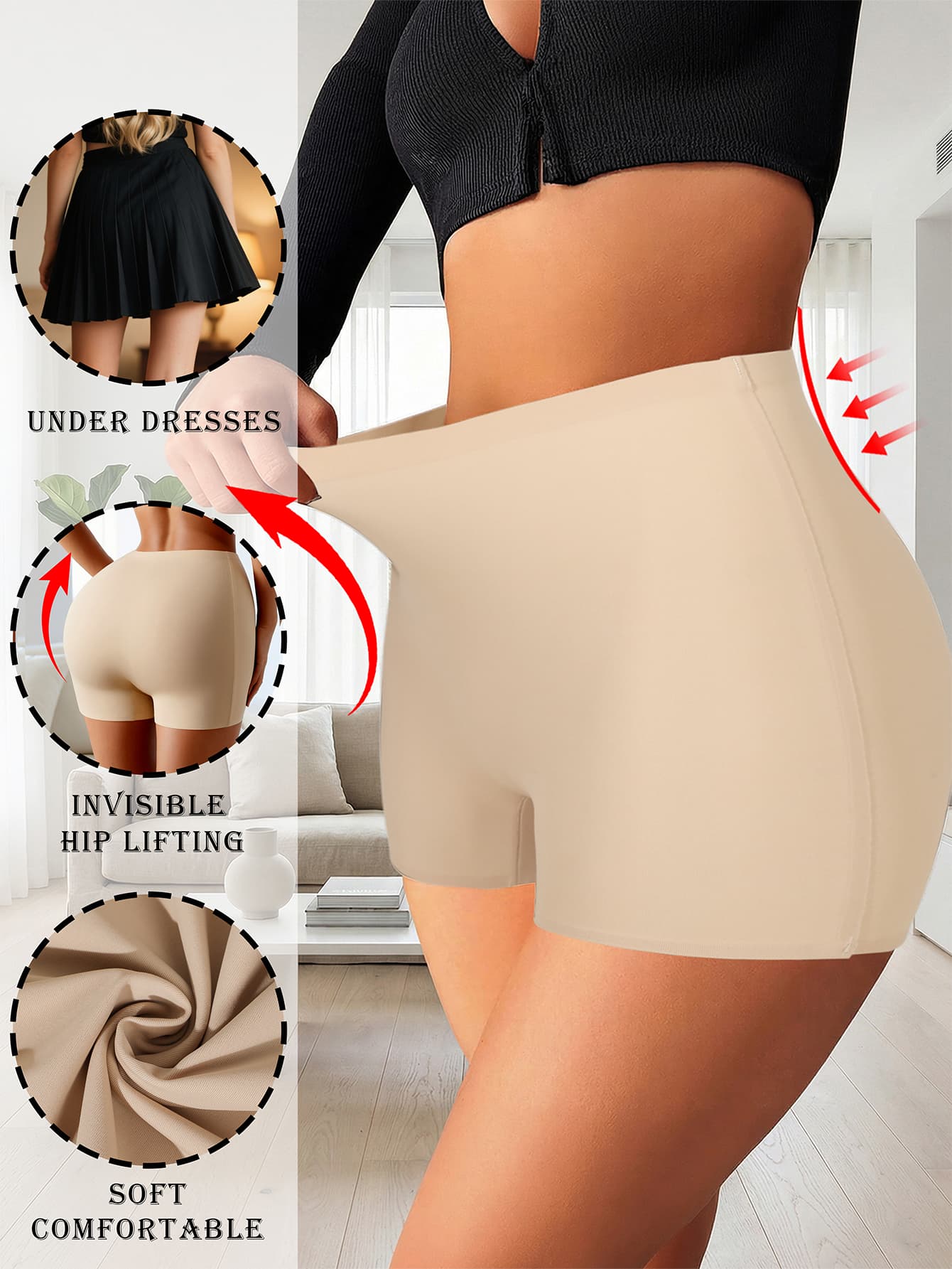 Women High Waist Seamless Slip Shorts For Women Ice Silk Slip Shorts Pants Shorts For Women Boyshorts Knickers Shorts Panties Boxers Yoga Short